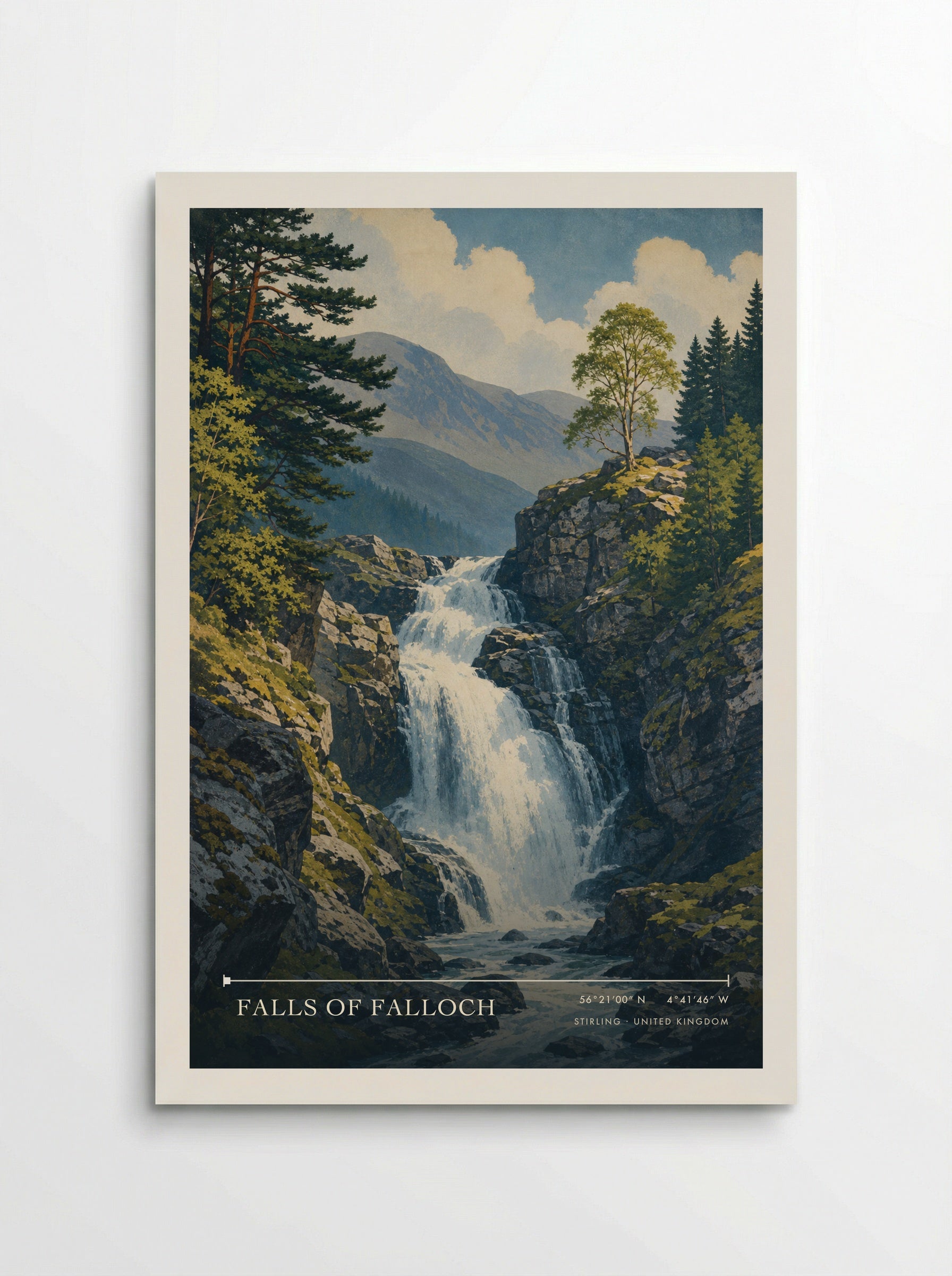 Falls of Falloch Stirling United Kingdom Travel Poster - Poster