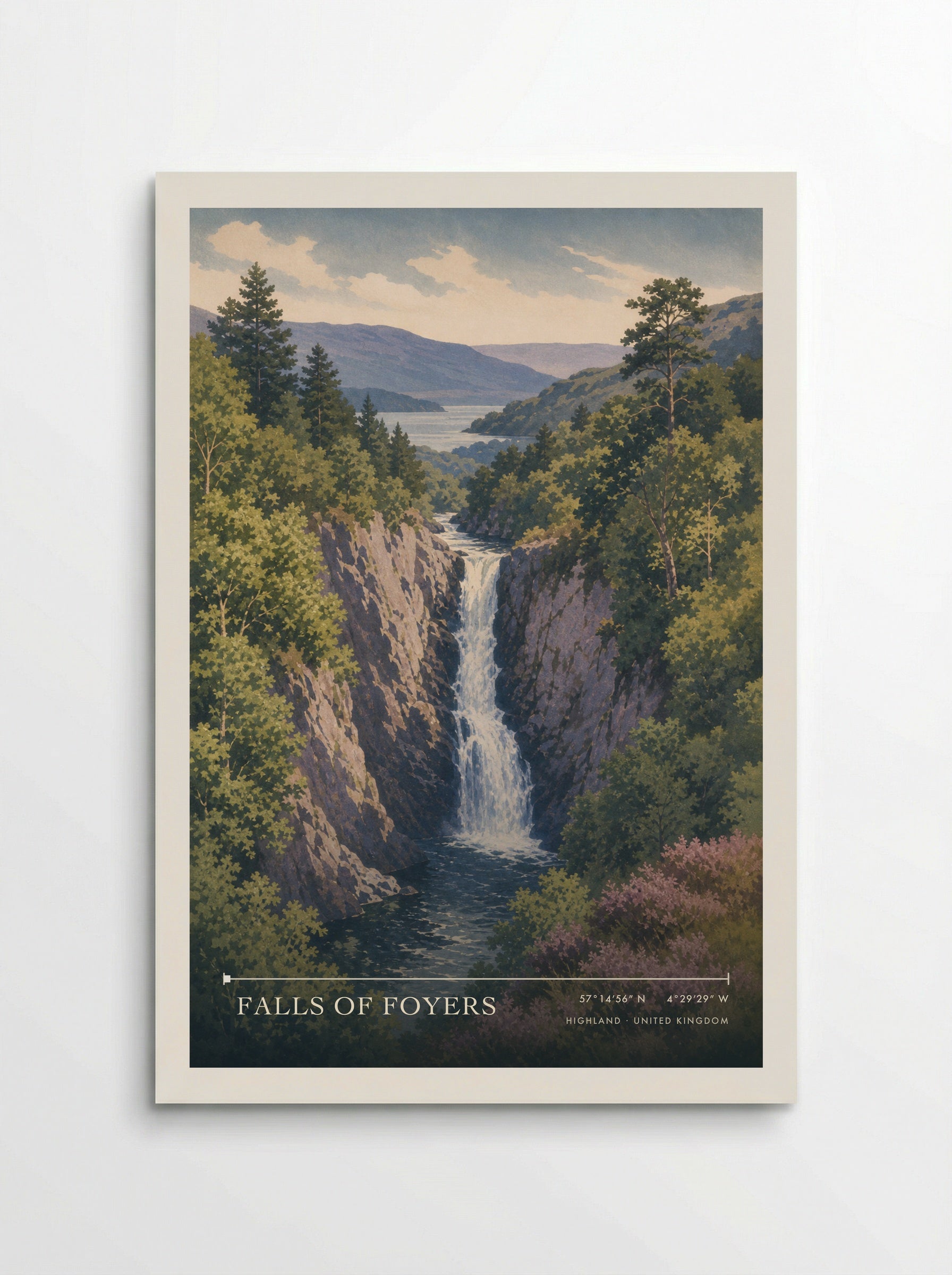 Falls of Foyers Highland United Kingdom Travel Poster - Poster