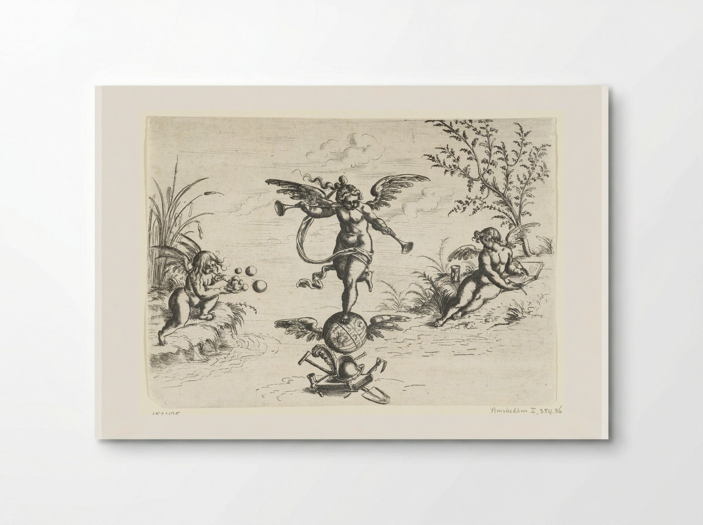 Fama met twee bazuinen - Christoph Jamnitzer - Poster