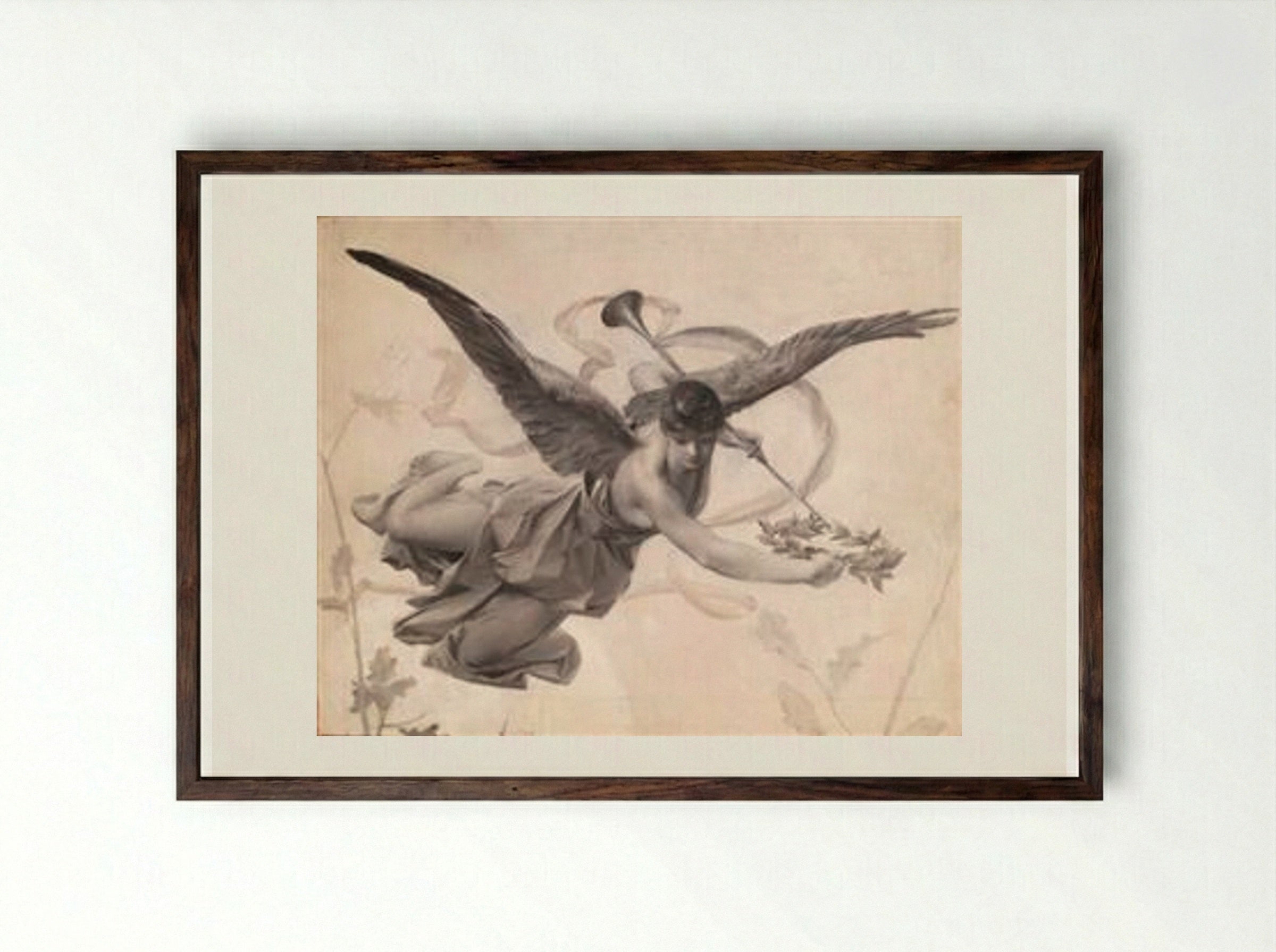Fame - Luc-Olivier Merson - Framed Print Dark Wood
