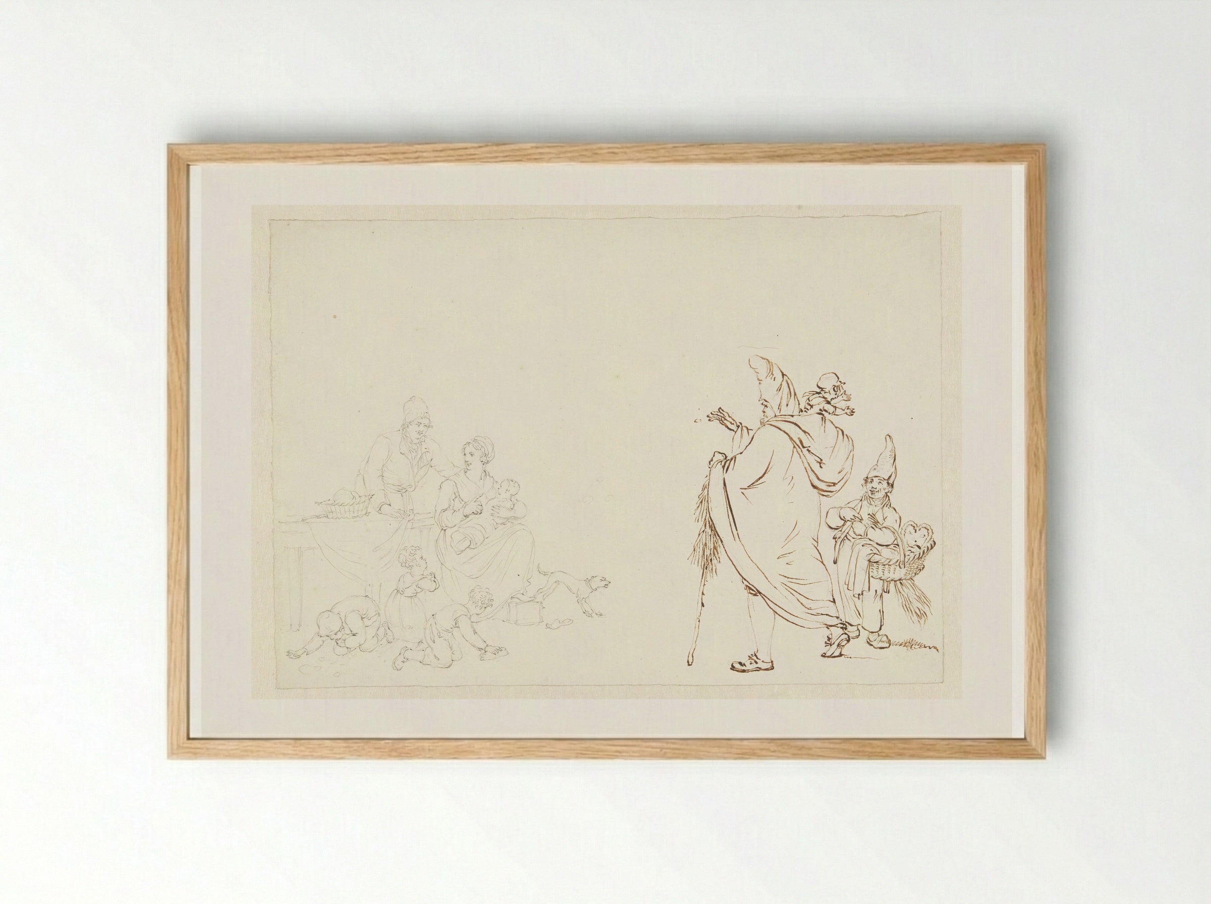 Familie met kinderen die schoonmaken - Pieter Bartholomeusz. Barbiers - Framed Print Wood
