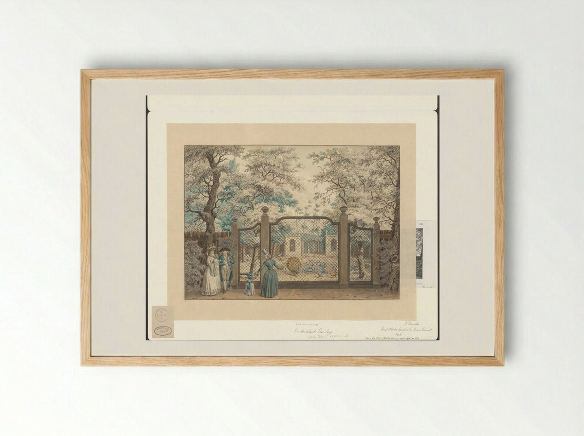 Familie voor de volière van Buitenplaats Overberg - Isaac Ouwater - Framed Print Wood
