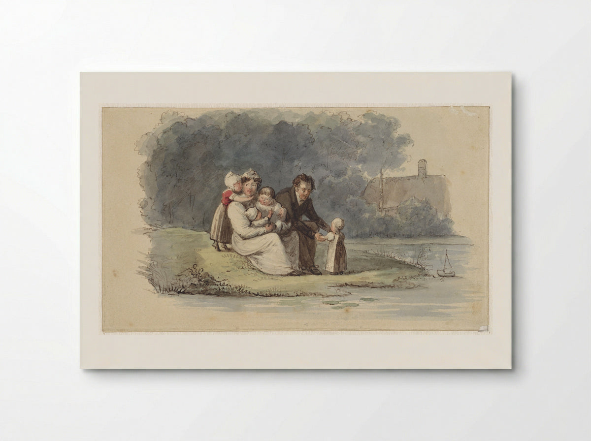 Familie zittend aan het water - Christiaan Julius Lodewijk Portman - Poster