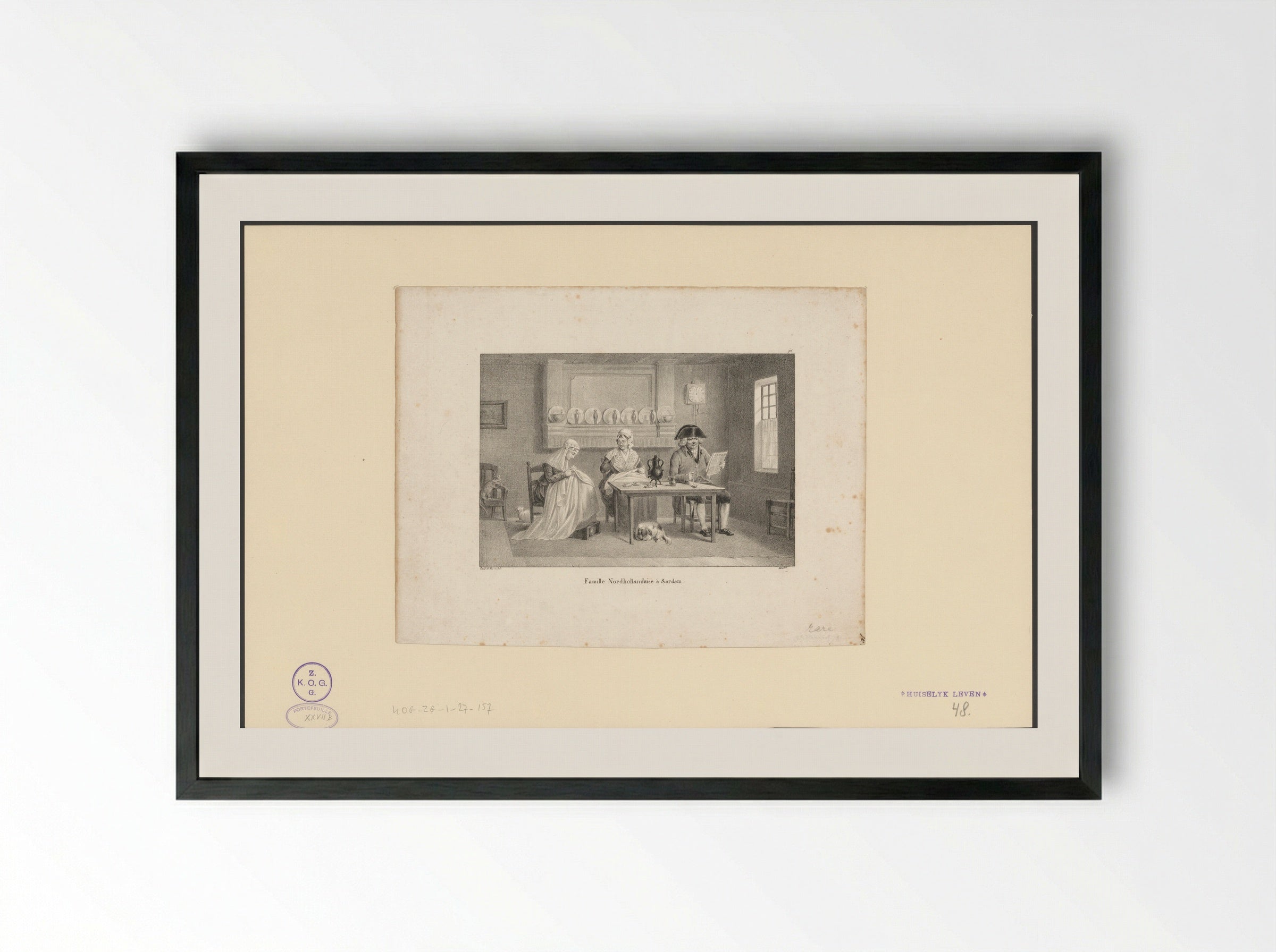 Famille Nordhollandaise à Sardam - Jean Baptiste Ambroise Marcellin Jobard - Framed Print Black