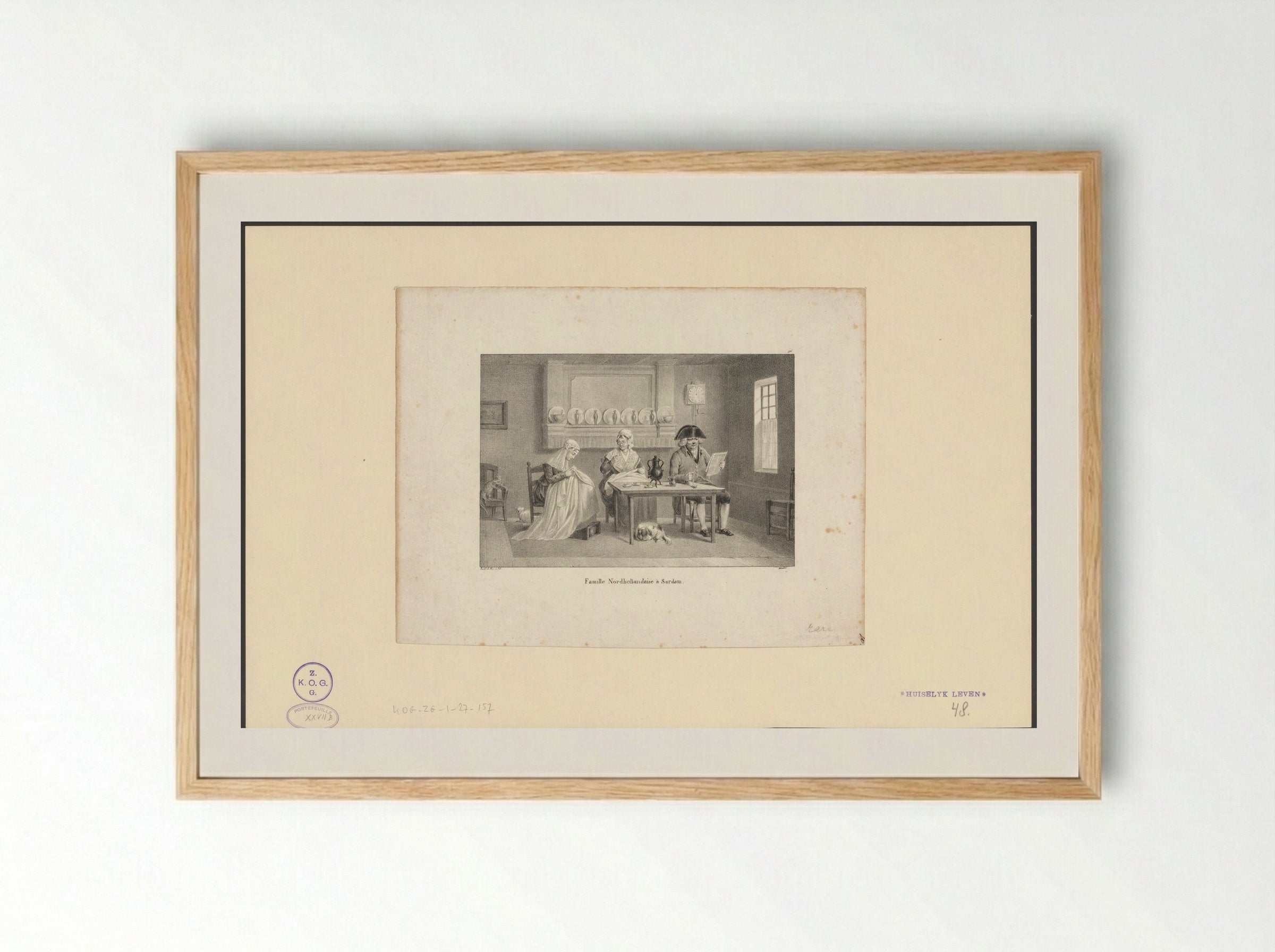 Famille Nordhollandaise à Sardam - Jean Baptiste Ambroise Marcellin Jobard - Framed Print Wood