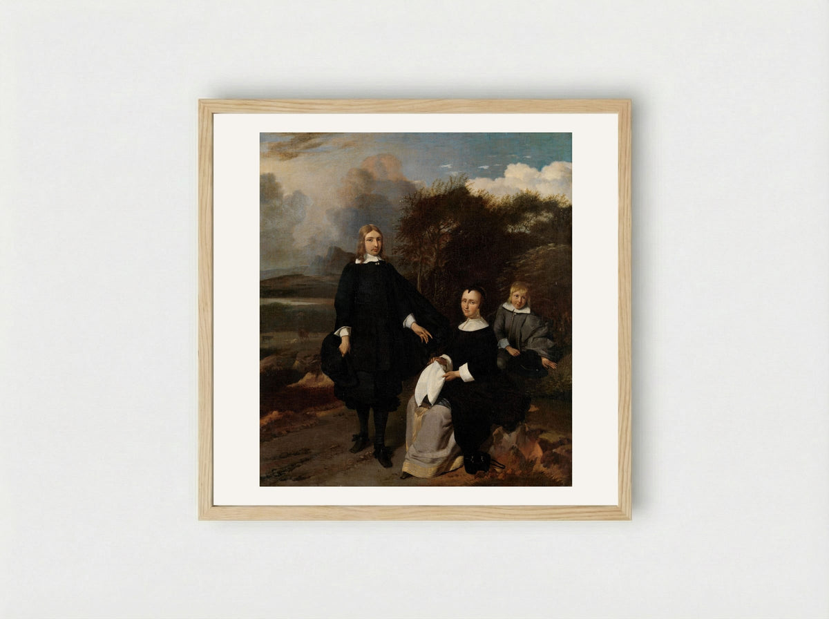 Family Group in a Landscape - Barend Graat - Framed Print Wood
