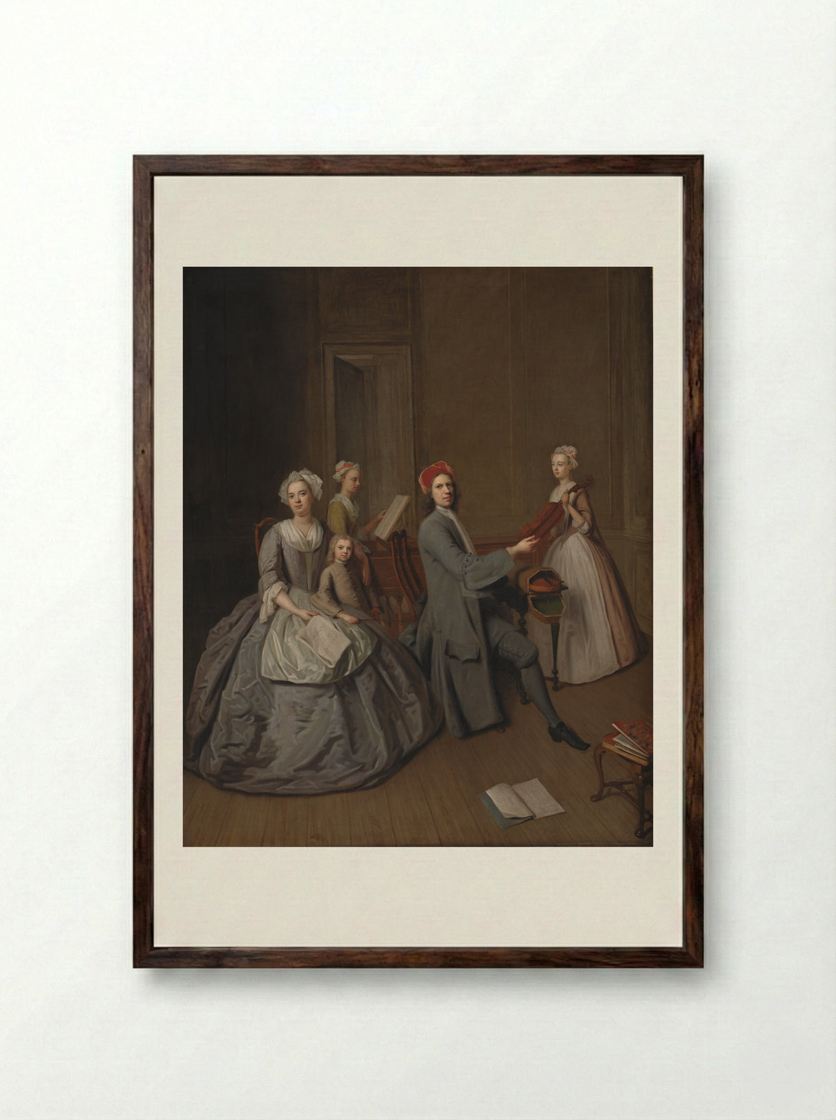 Family Portrait of Balthasar Denner - Balthasar Denner - Framed Print Dark Wood