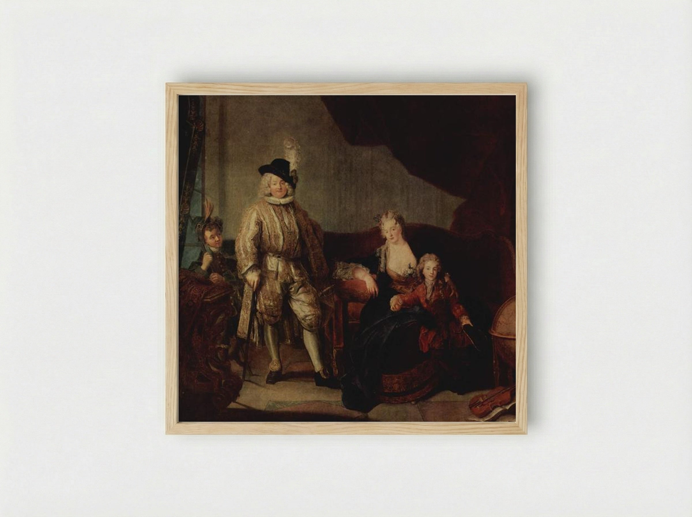 Family Portrait of Baron von Erlach - Antoine Pesne - Framed Print Wood