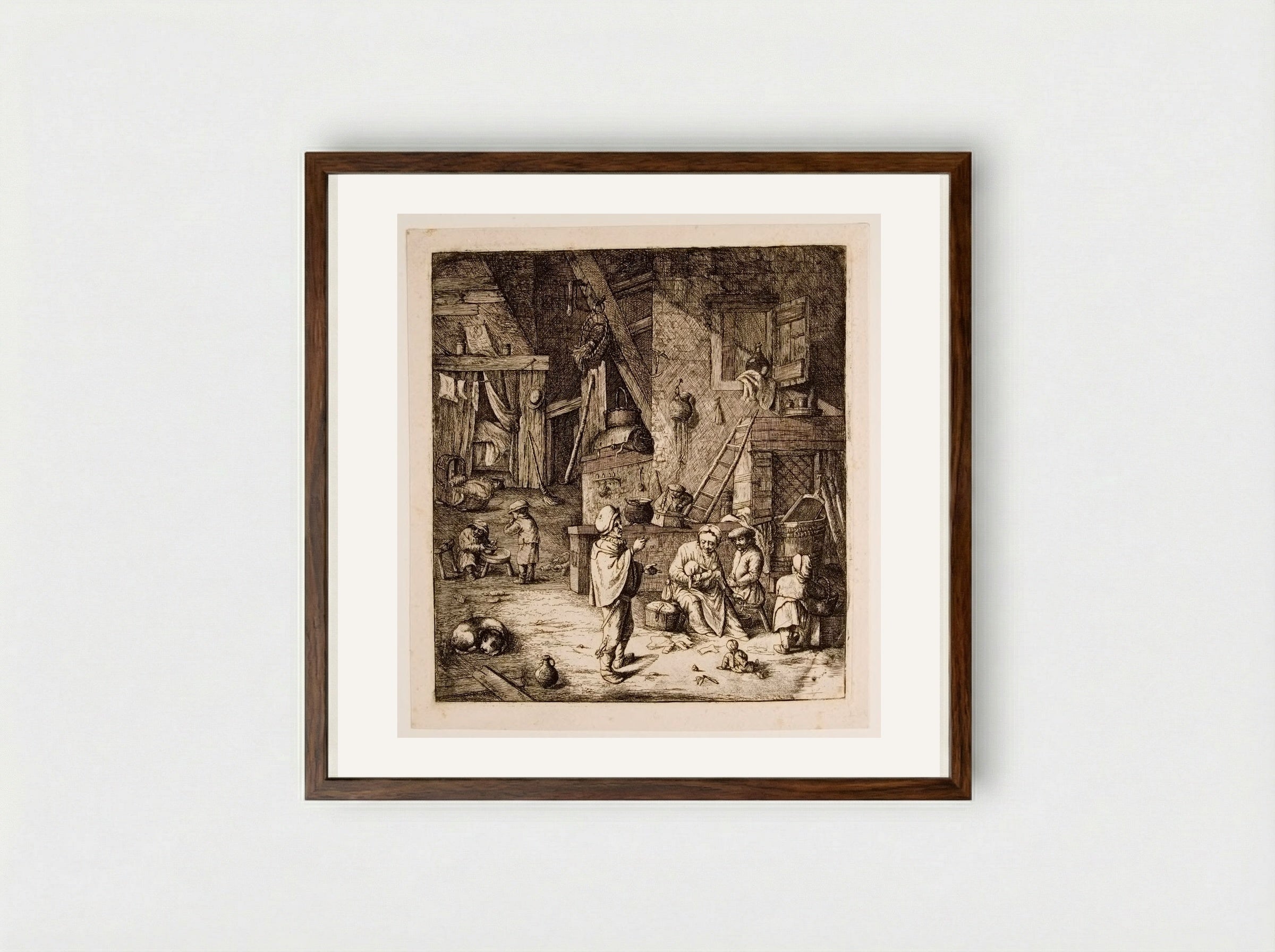 Family (combination of figures from various plates) - David Deuchar - Framed Print Dark Wood