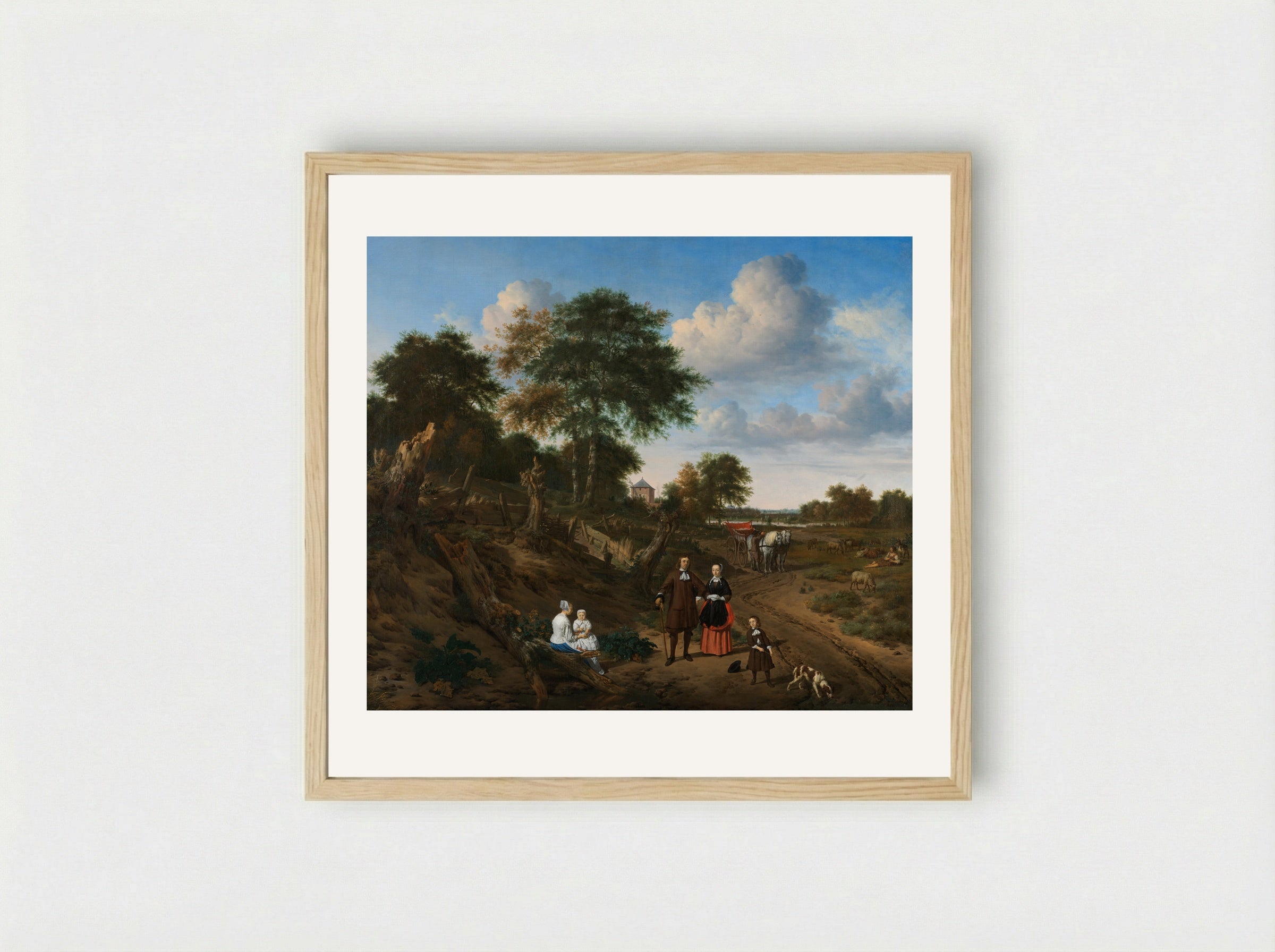 Family in a Wooded Landscape - Adriaen van de Velde - Framed Print Wood