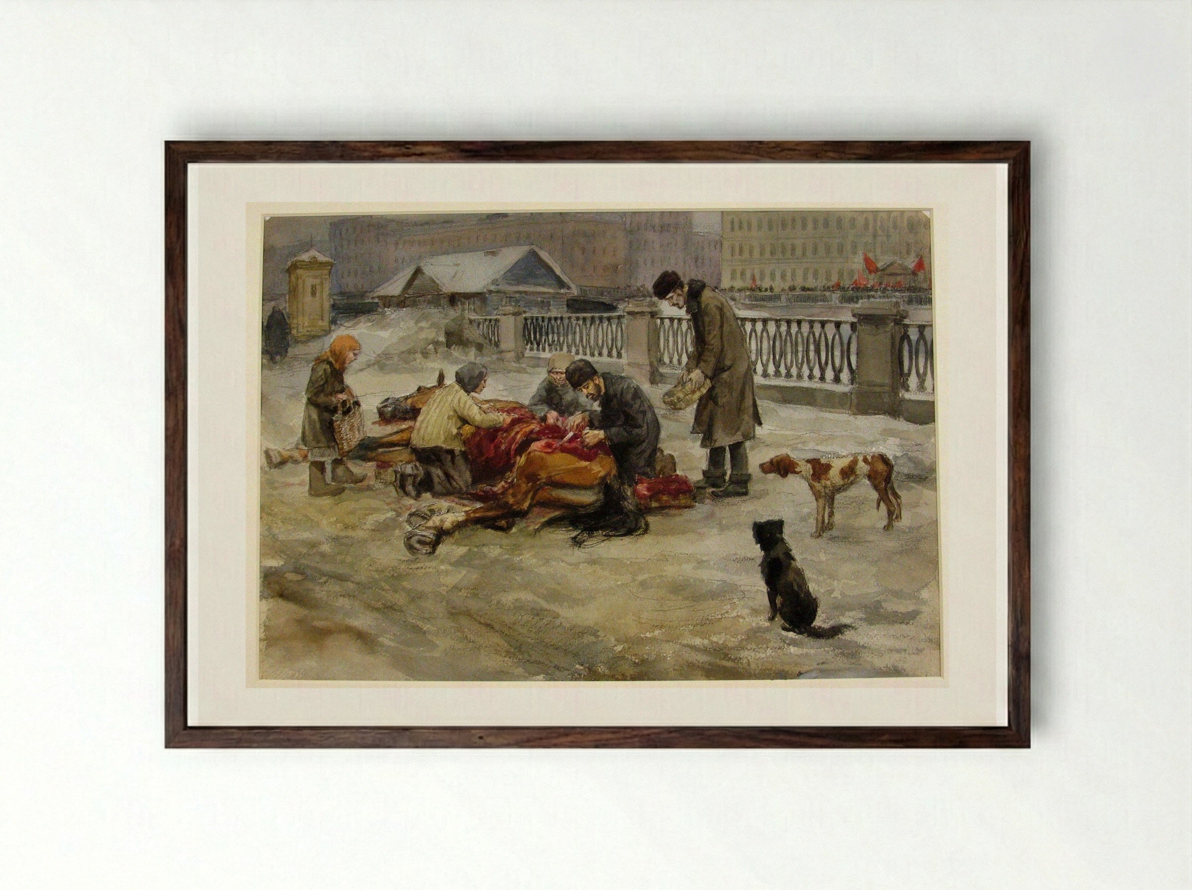Famine - Ivan Vladimirov - Framed Print Dark Wood