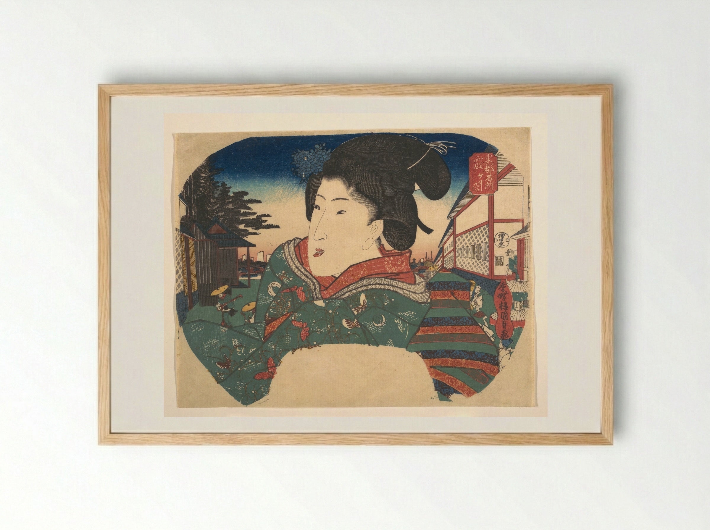 Famous Views of Edo: Kasumigaseki - Utagawa Kunisada - Framed Print Wood