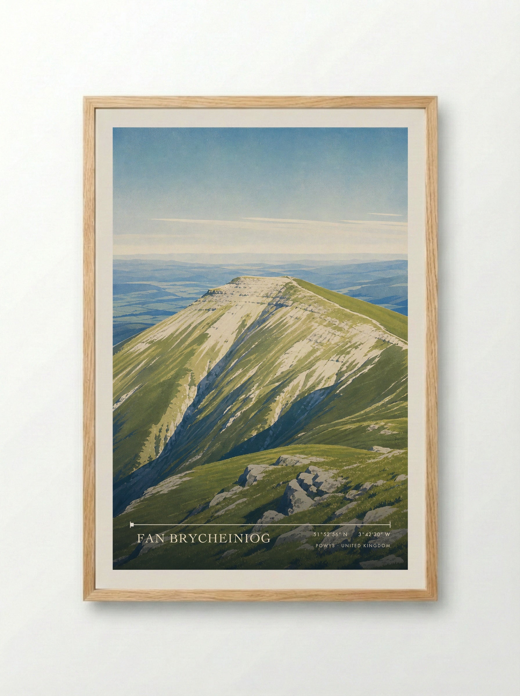 Fan Brycheiniog Powys United Kingdom Travel Poster - Framed Print Wood