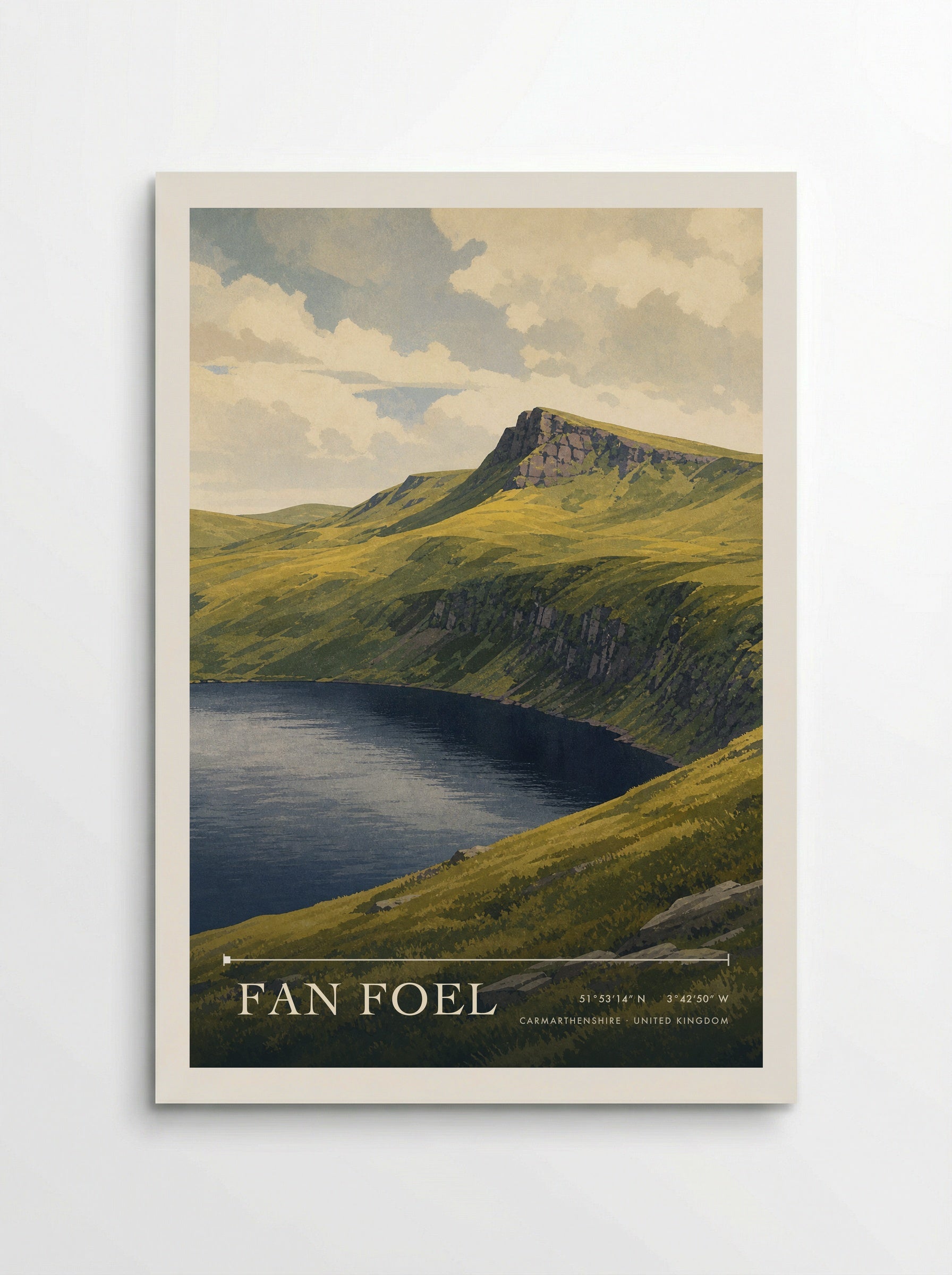 Fan Foel Carmarthenshire United Kingdom Travel Poster - Poster