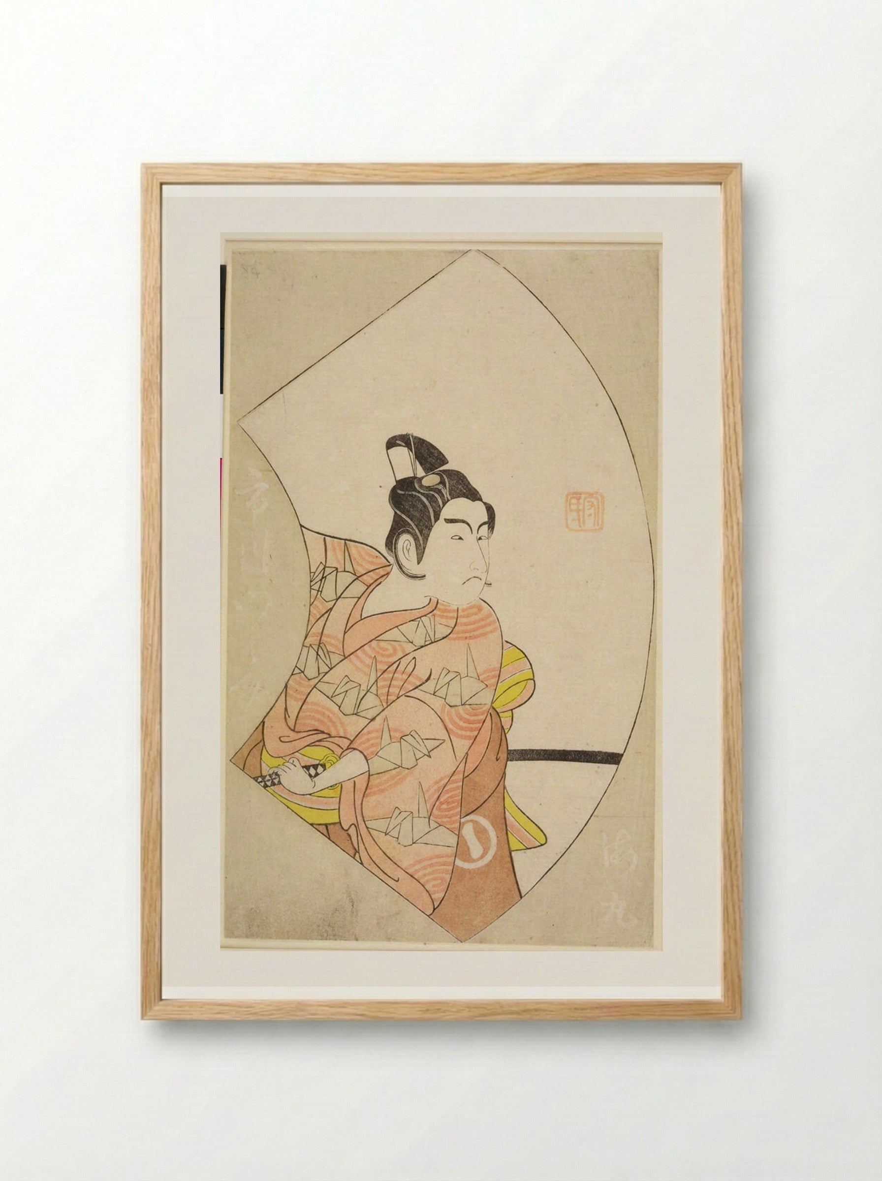 Fan Print (Actor in Role) - Ippitsusai Bunchō - Framed Print Wood