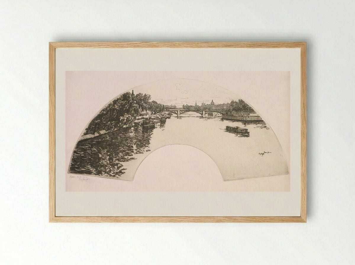 Fan, The Seine seen from the Pont Royal - Eugène Bejot - Framed Print Wood