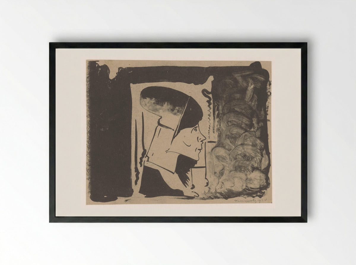 Fantasie: profielkop naar rechts in een witte rechthoek - Samuel Jessurun de Mesquita - Framed Print Black