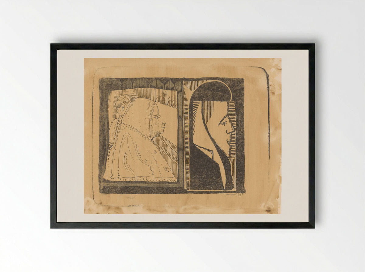 Fantasie: twee kaders, in elk een profiel naar rechts - Samuel Jessurun de Mesquita - Framed Print Black