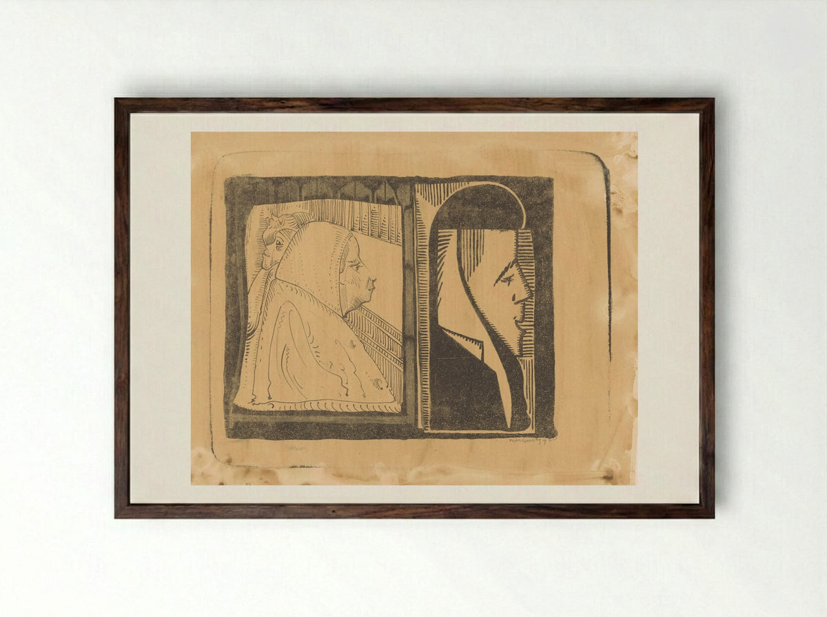 Fantasie: twee kaders, in elk een profiel naar rechts - Samuel Jessurun de Mesquita - Framed Print Dark Wood