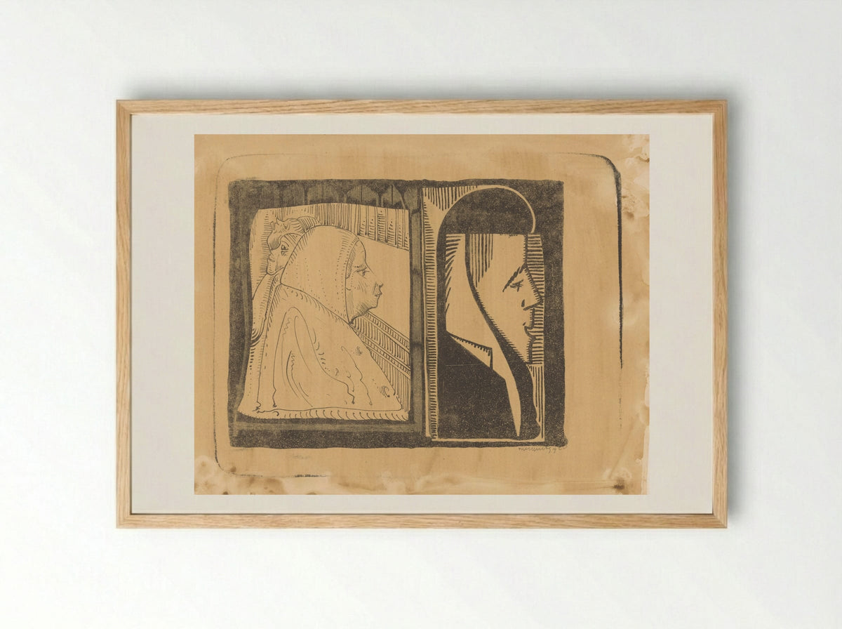 Fantasie: twee kaders, in elk een profiel naar rechts - Samuel Jessurun de Mesquita - Framed Print Wood