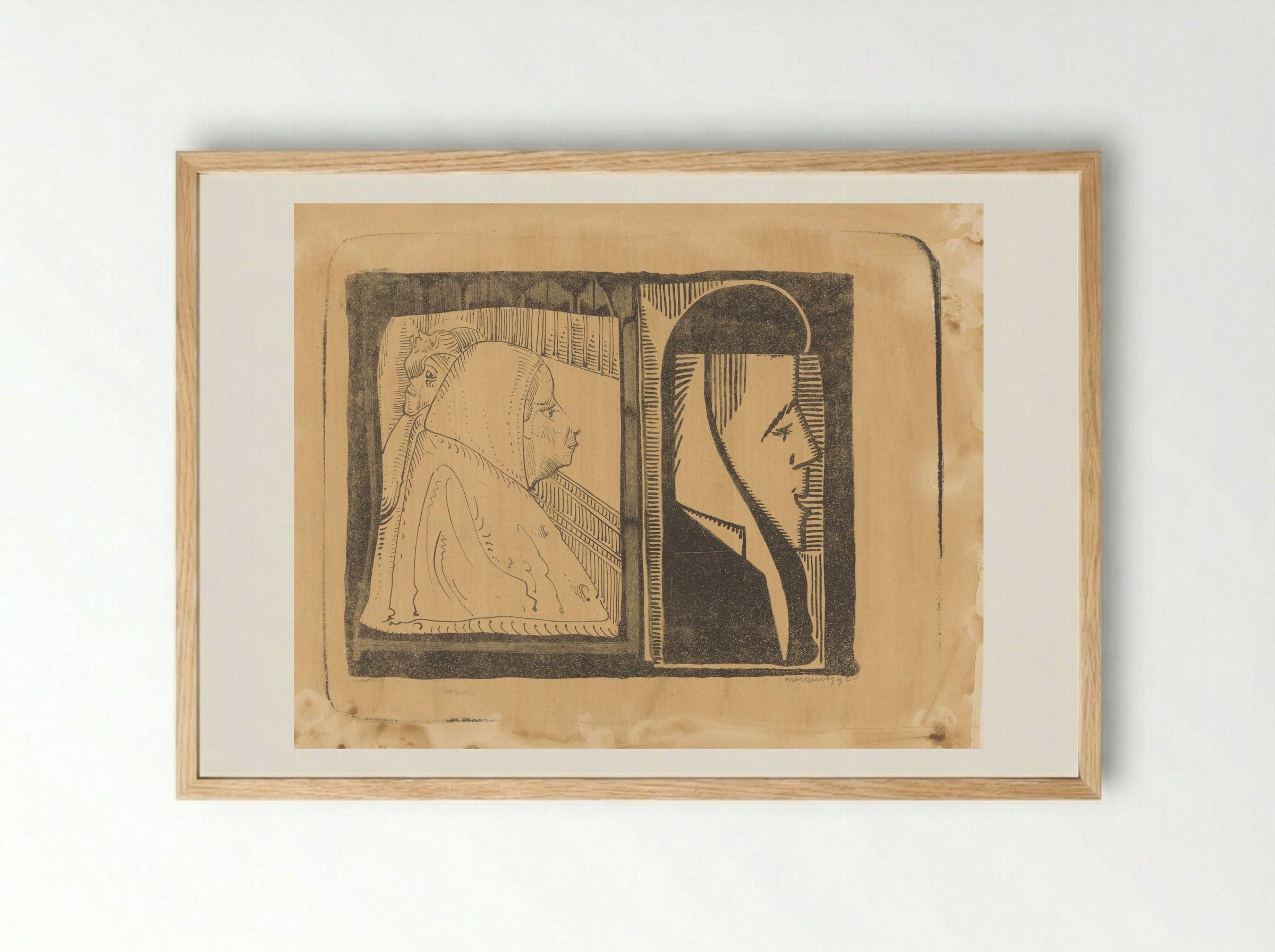 Fantasie: twee kaders, in elk een profiel naar rechts - Samuel Jessurun de Mesquita - Framed Print Wood
