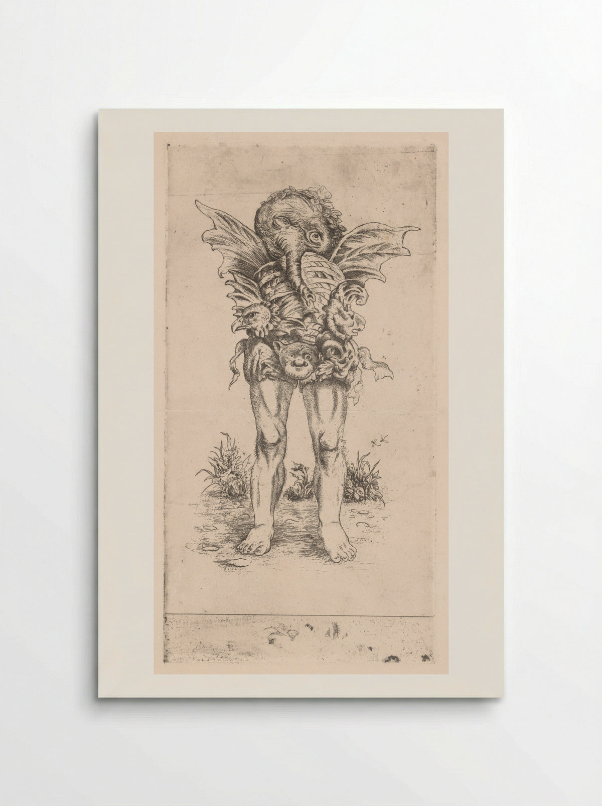 Fantasiefiguur met benen, vleugels en slurf - Ko Prange - Poster