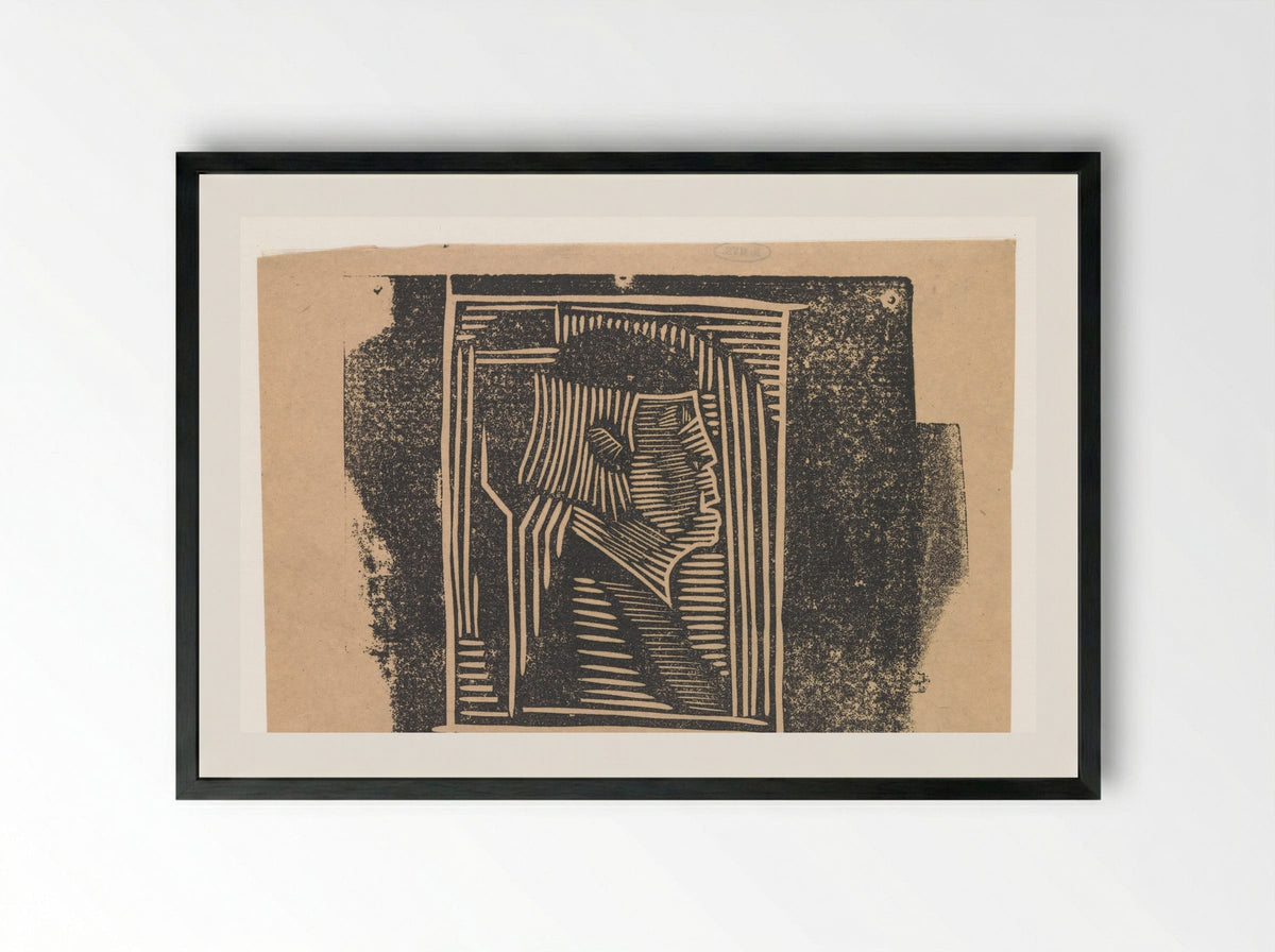 Fantasiekop: profielkop in arceringen - Samuel Jessurun de Mesquita - Framed Print Black
