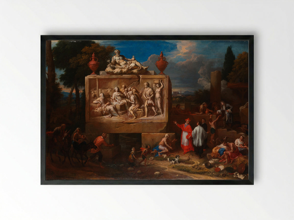 Fantasielandschap met de heilige Carlo Borromeo - Henry Ferguson - Framed Print Black