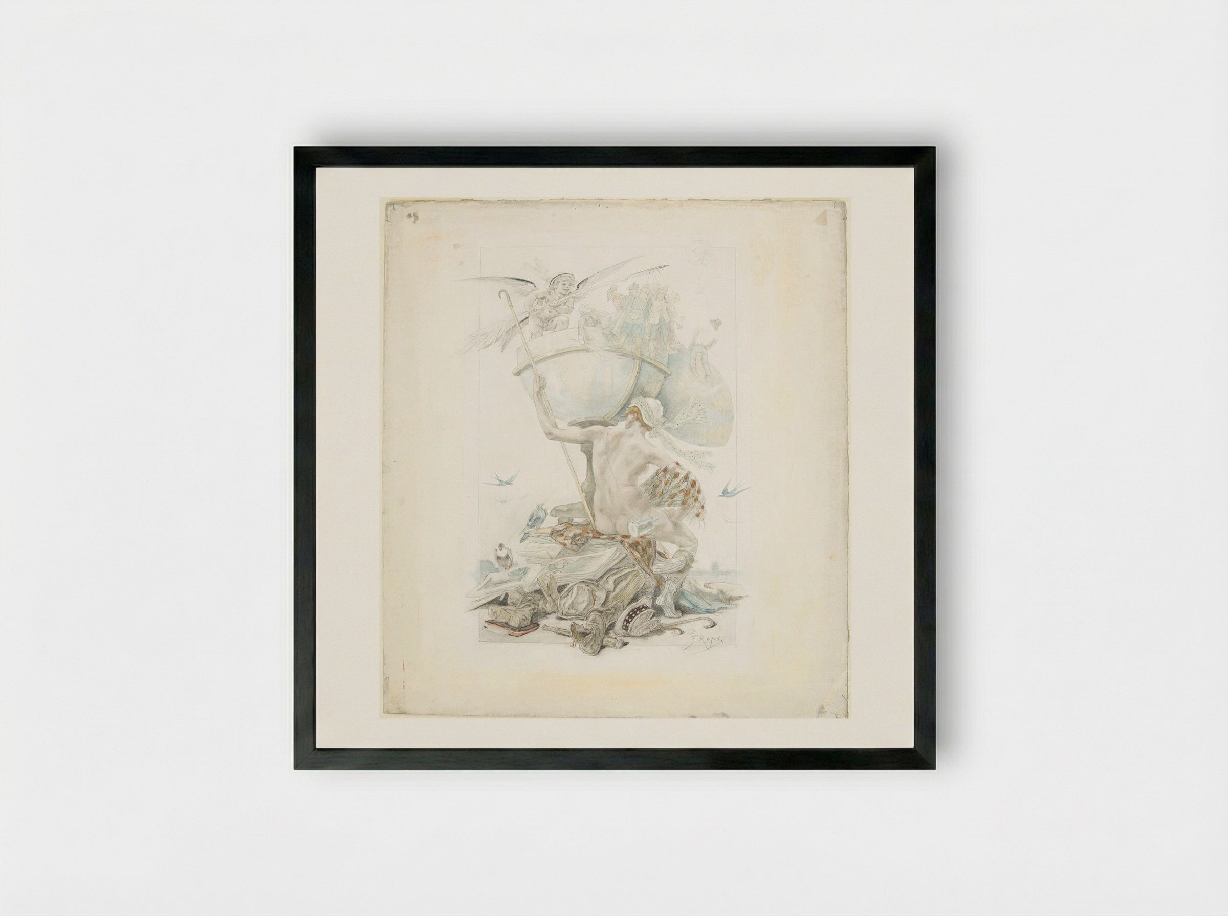 Fantasy (Fantaisie) - Félicien Rops - Framed Print Black