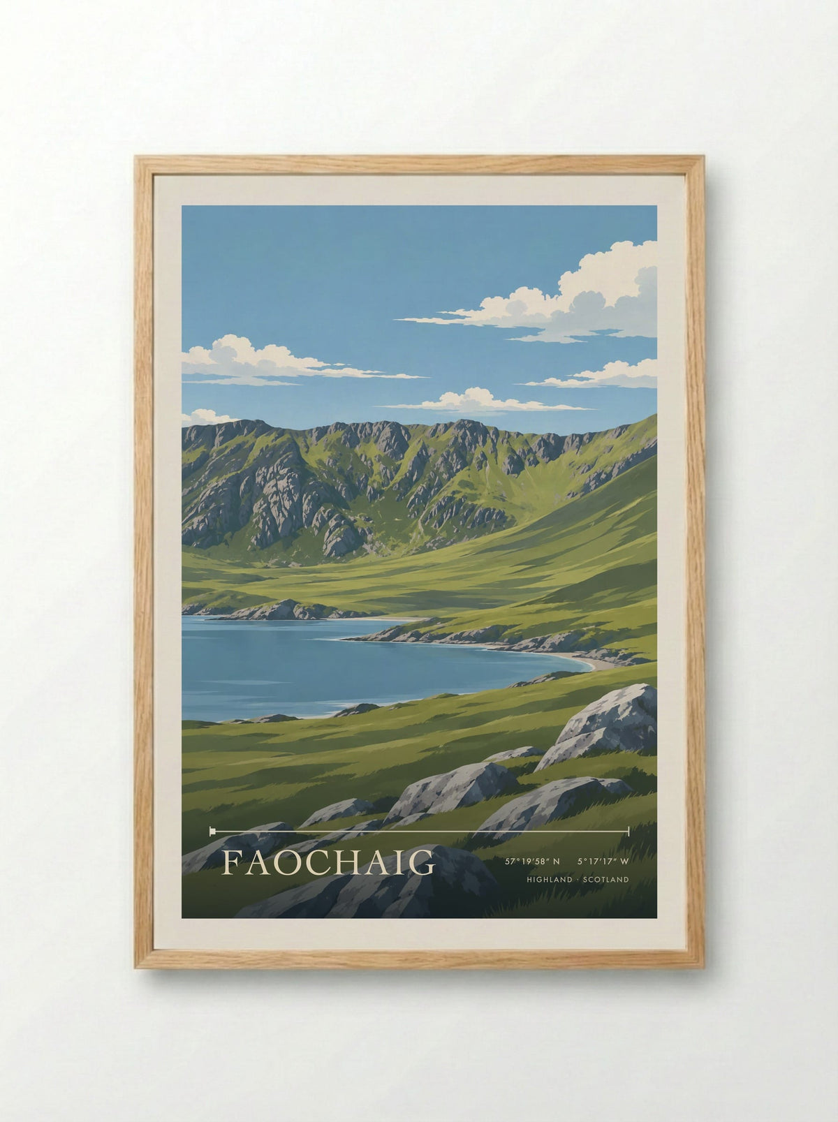 Faochaig, Highland | Travel Poster - Framed Print Wood
