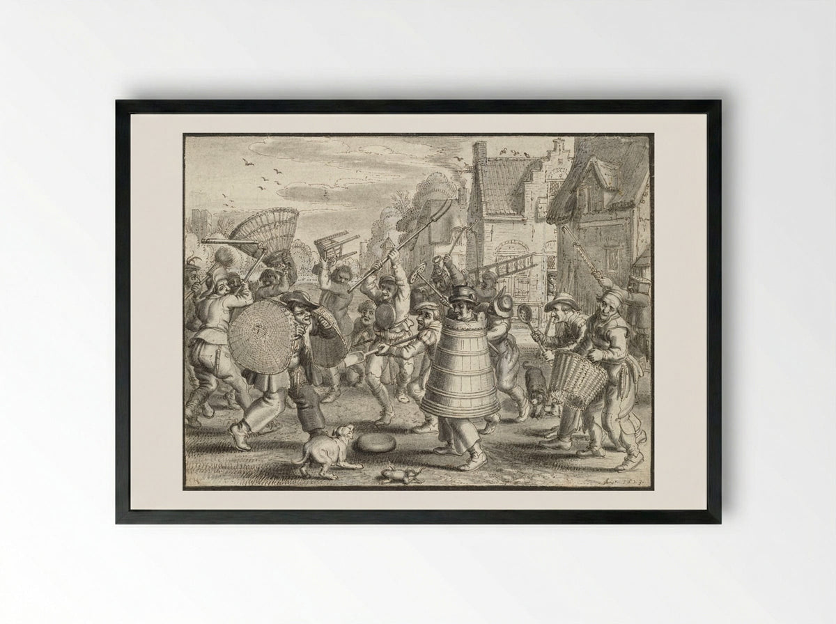 Farcical Peasant Brawl - Adriaen van de Venne - Framed Print Black