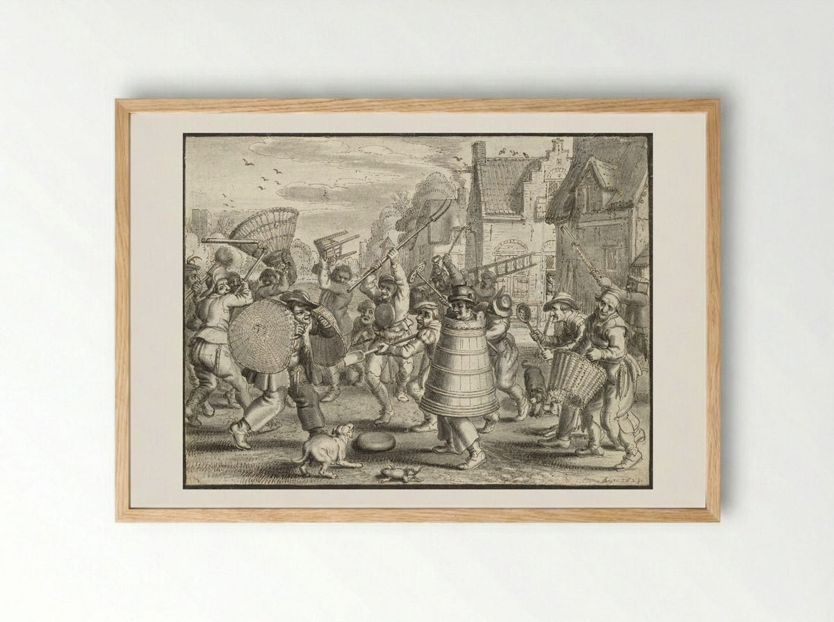 Farcical Peasant Brawl - Adriaen van de Venne - Framed Print Wood