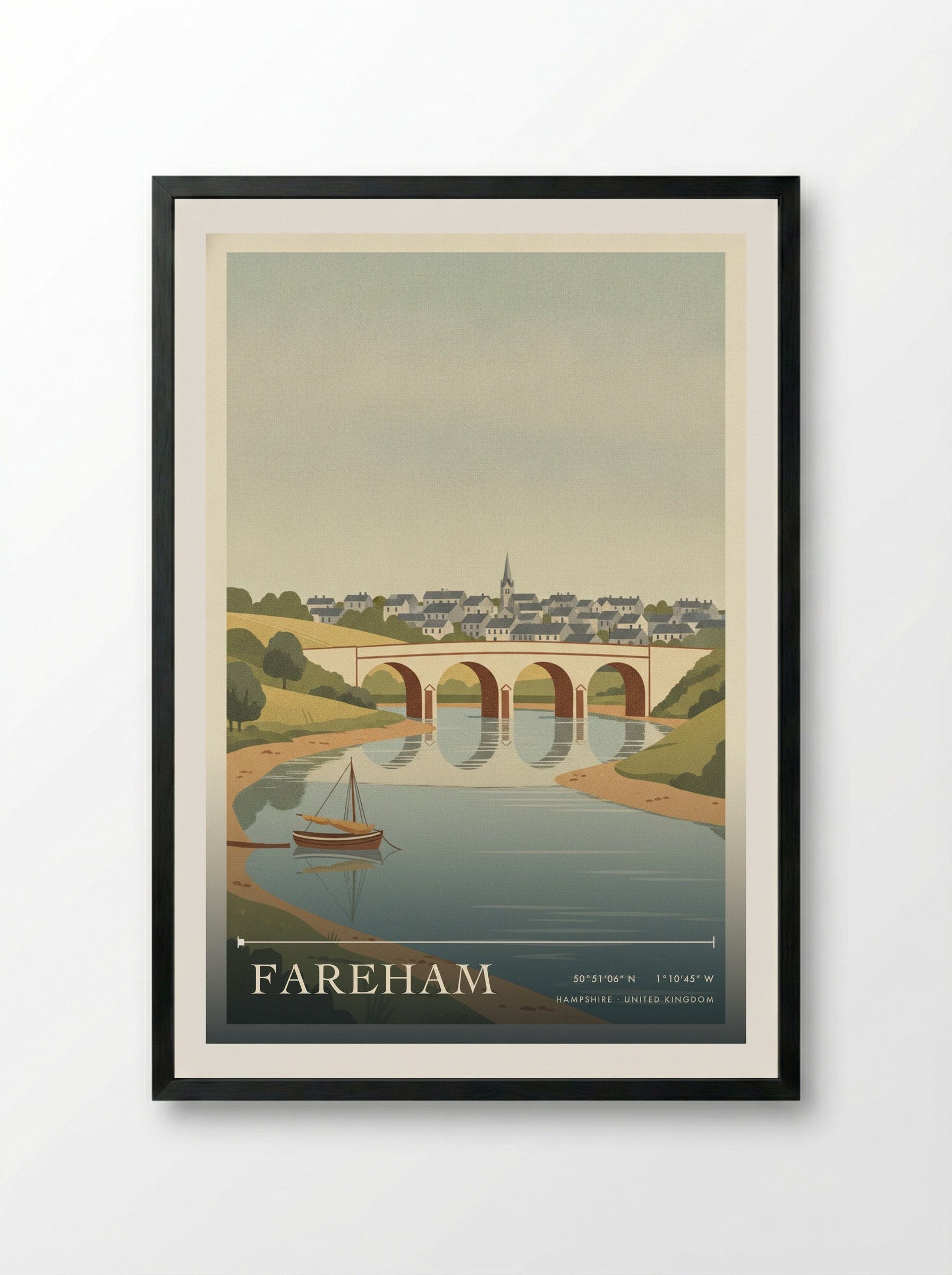 Fareham Hampshire United Kingdom Travel Poster - Framed Print Black