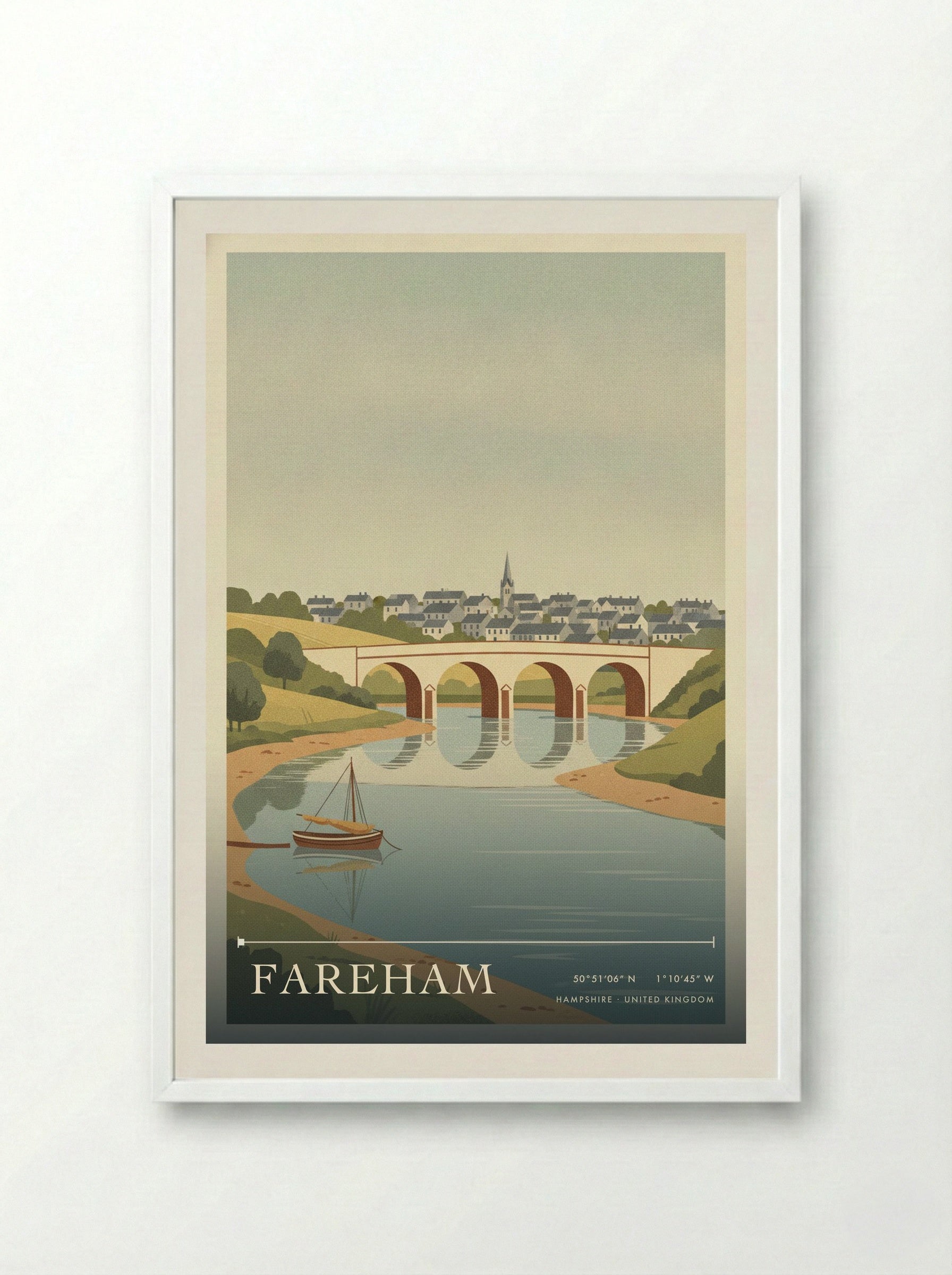 Fareham Hampshire United Kingdom Travel Poster - Framed Print White