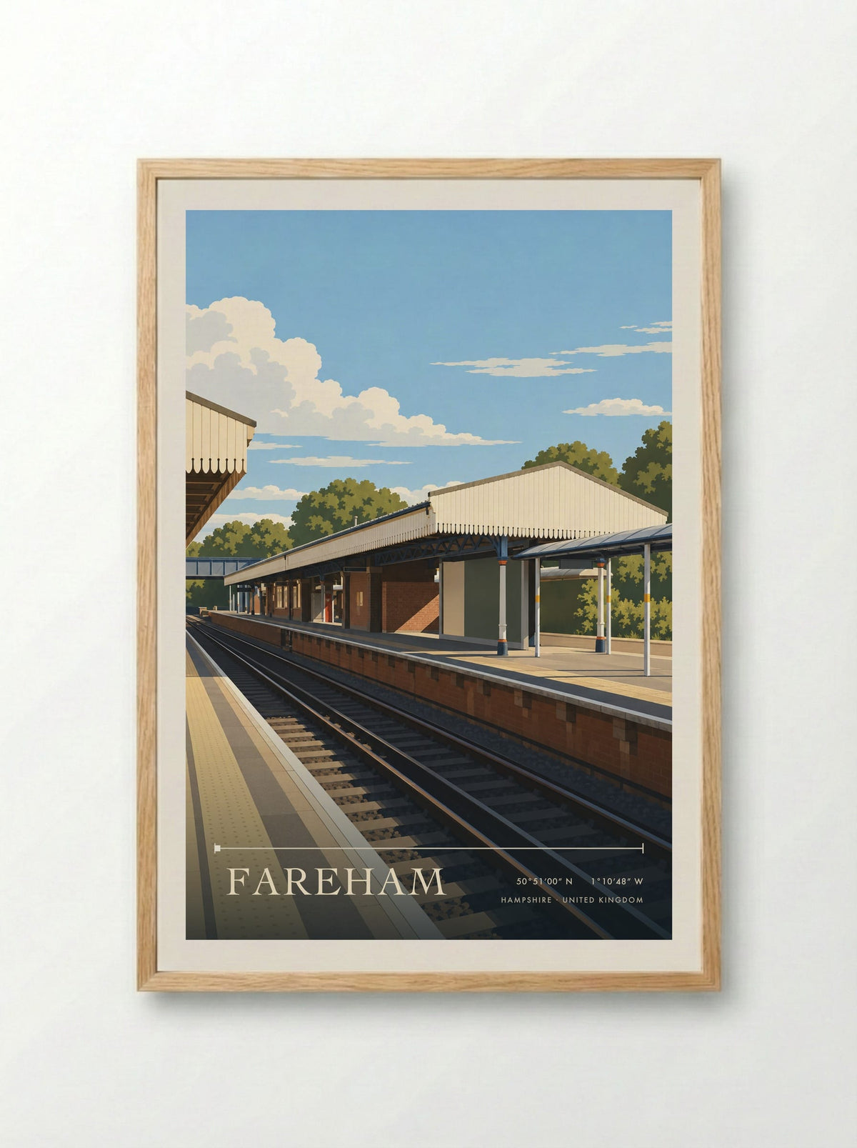 Fareham, Hampshire | Travel Poster - Framed Print Wood