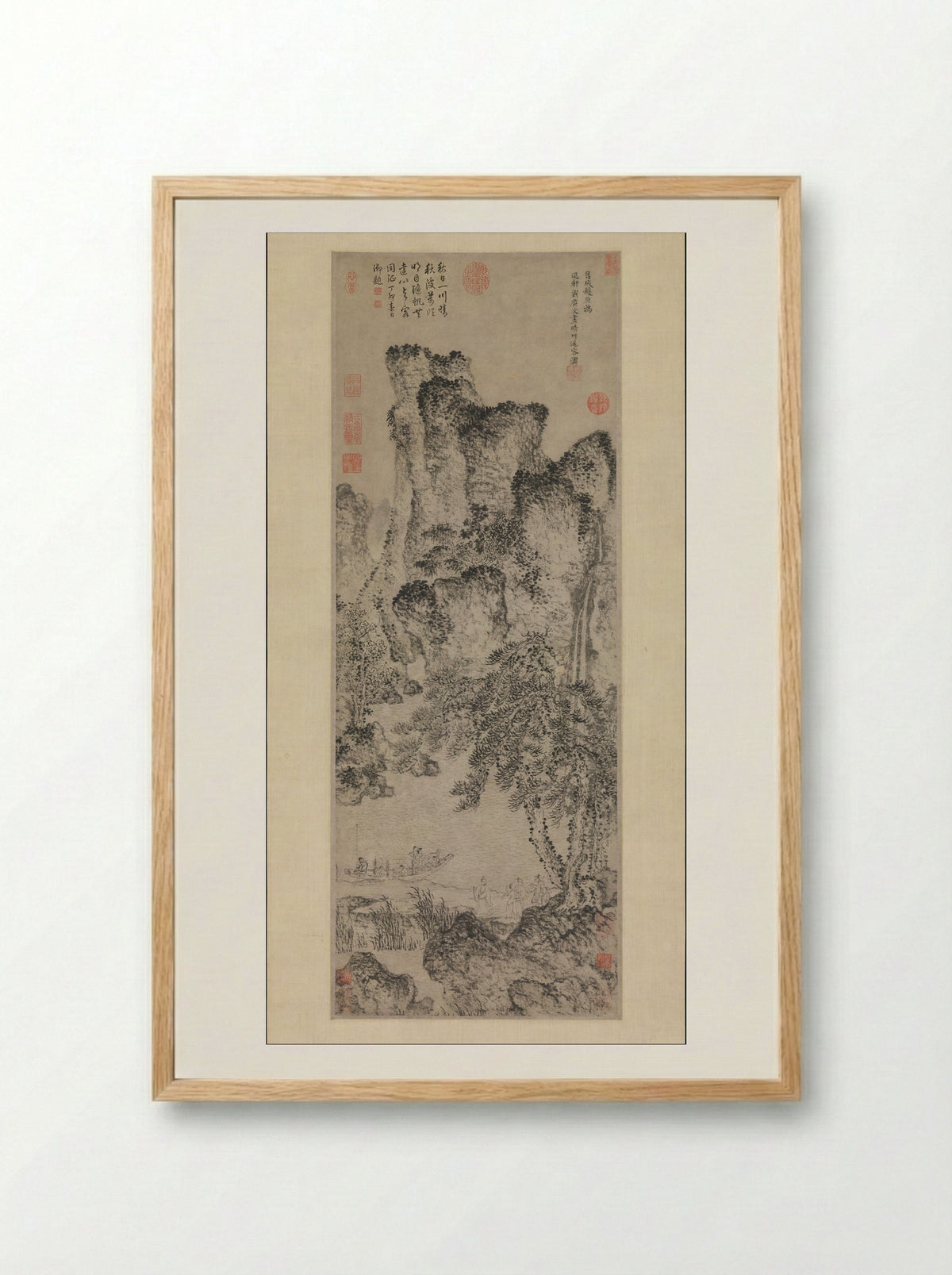 Farewell by a Stream on a Clear Day - Zhao Yuan - Framed Print Wood