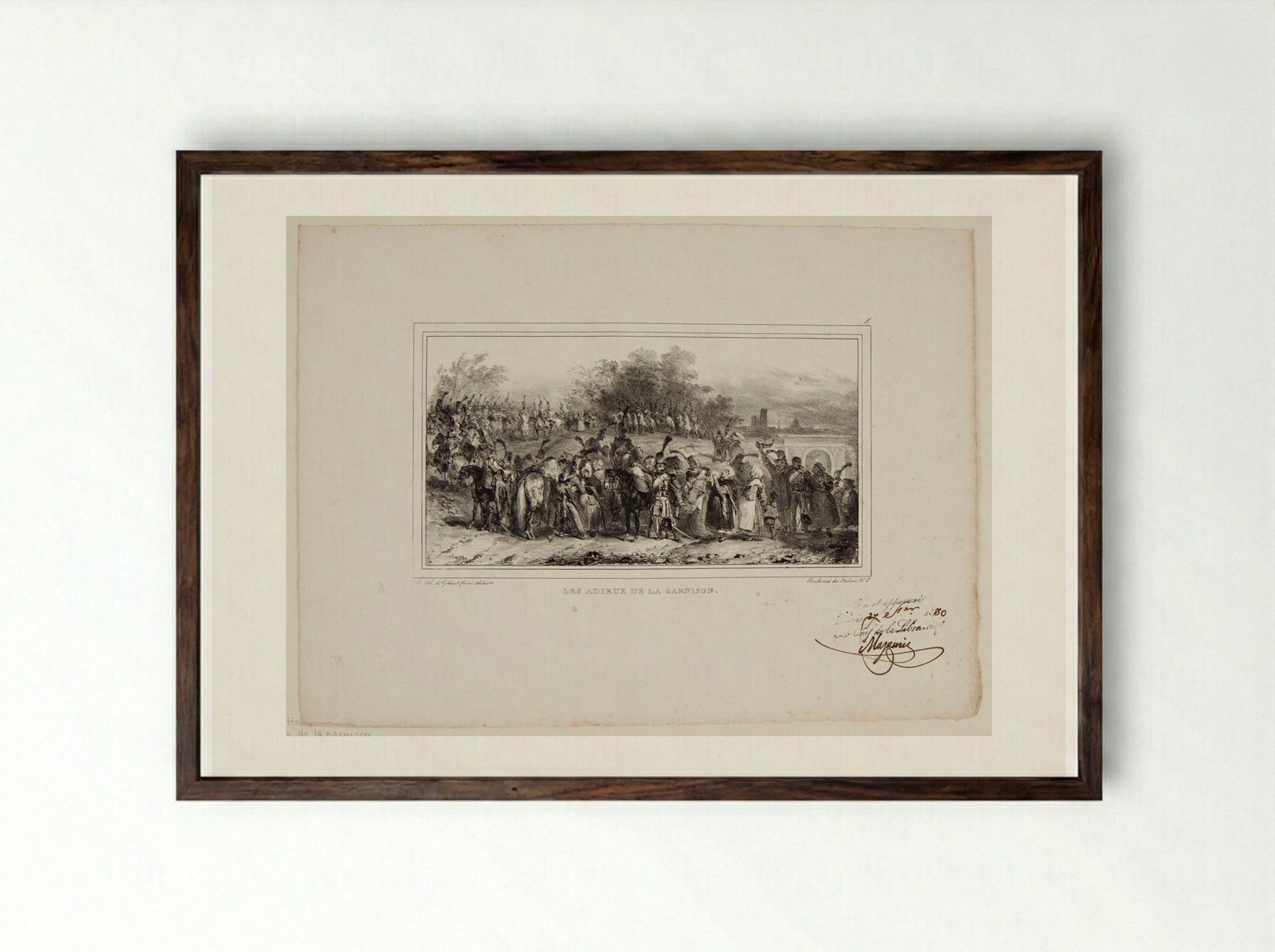 Farewells of the Garrison - Denis-Auguste-Marie Raffet - Framed Print Dark Wood