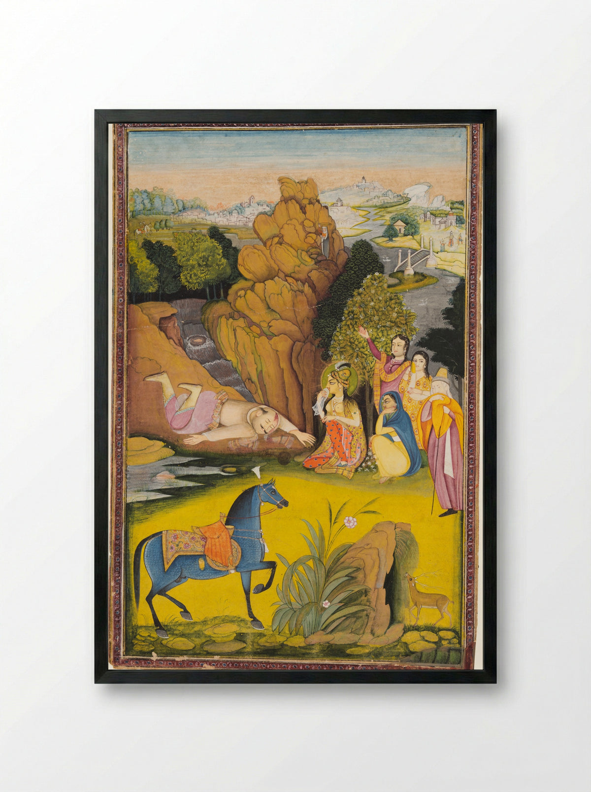 Farhad Kills Himself After Hearing the False News of Shirin’s Death - Amar Das Bhatti - Framed Print Black