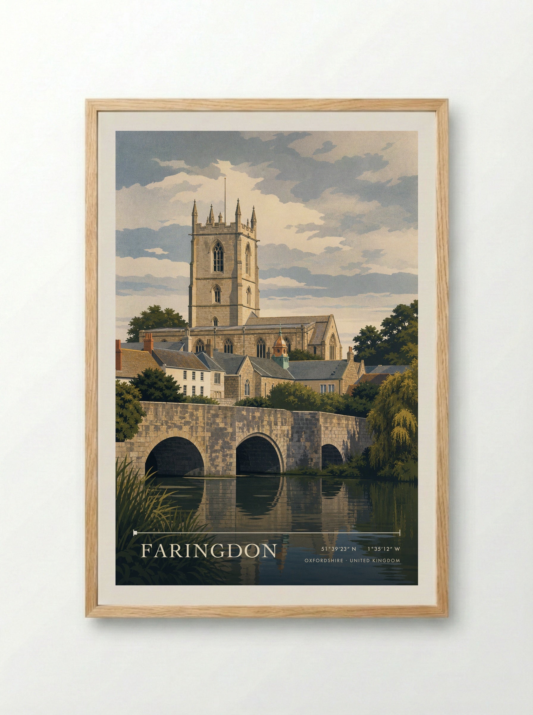 Faringdon Oxfordshire United Kingdom Travel Poster - Framed Print Wood