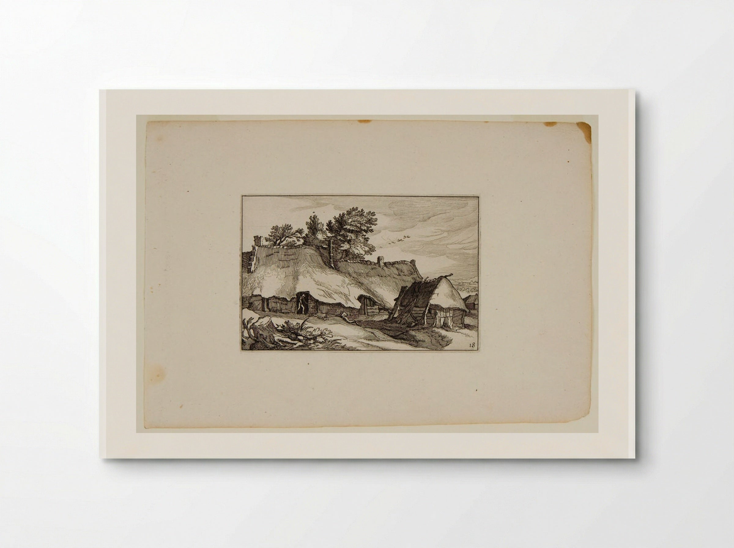 Farm Buildings with Man Exiting a Door - Claes Jansz. Visscher - Poster