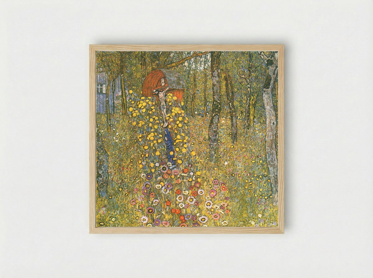 Farm Garden with Crucifix - Gustav Klimt - Framed Print Wood