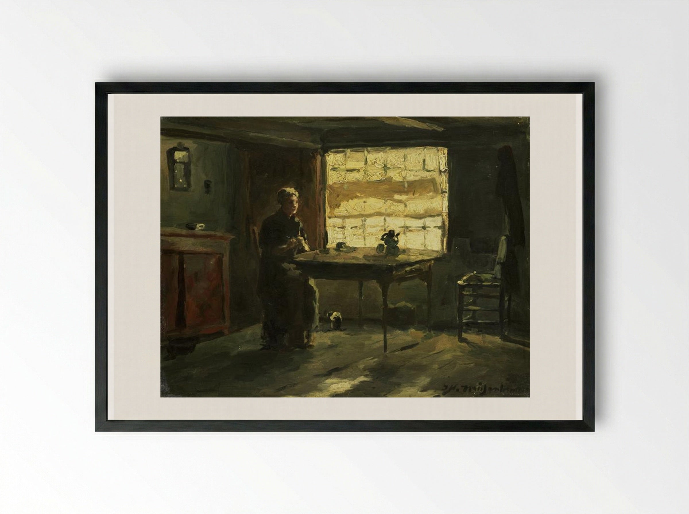 Farm Interior - Johan Hendrik Weissenbruch - Framed Print Black