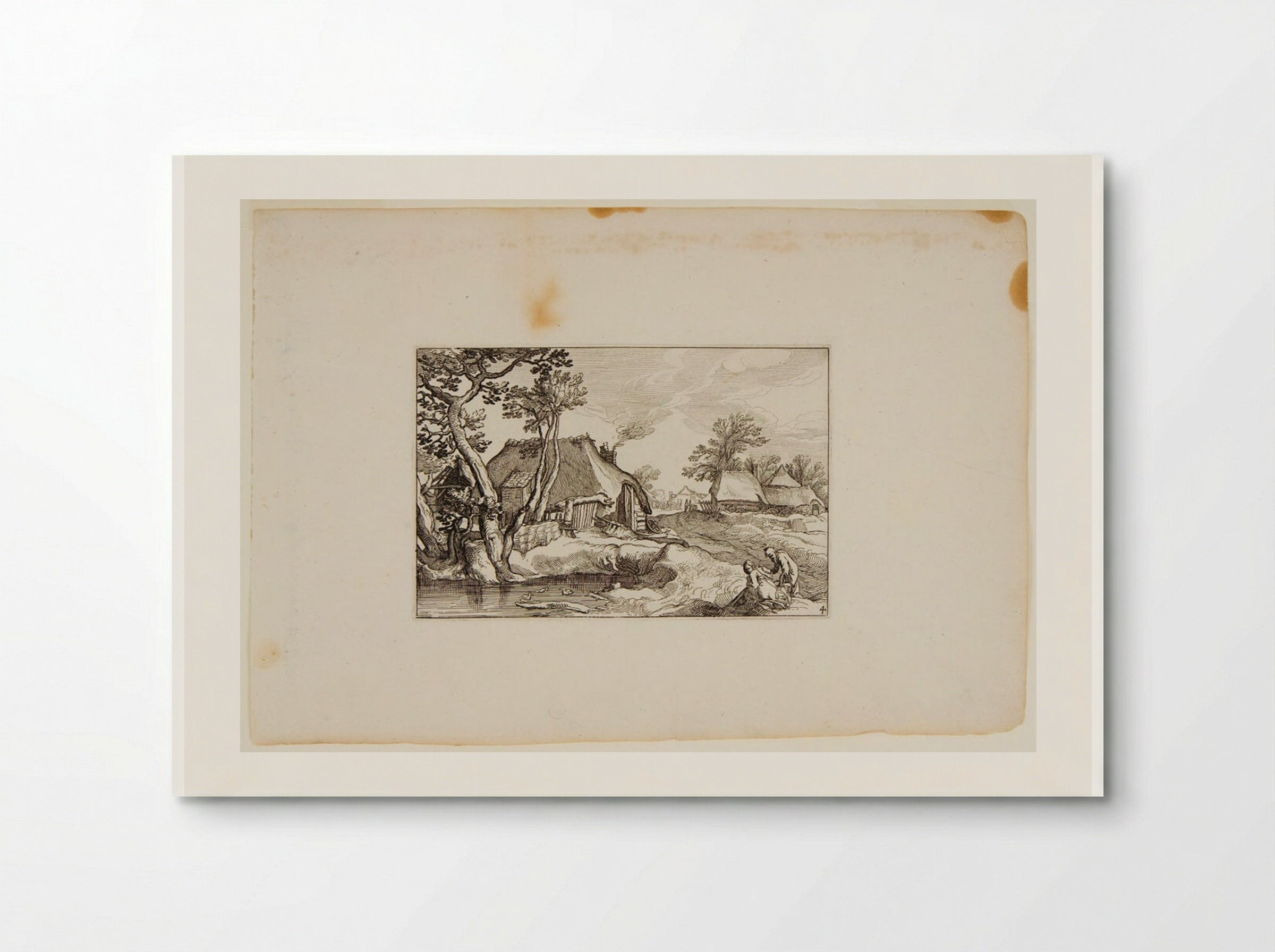 Farm with Pond and Two Figures in Foreground - Claes Jansz. Visscher - Poster