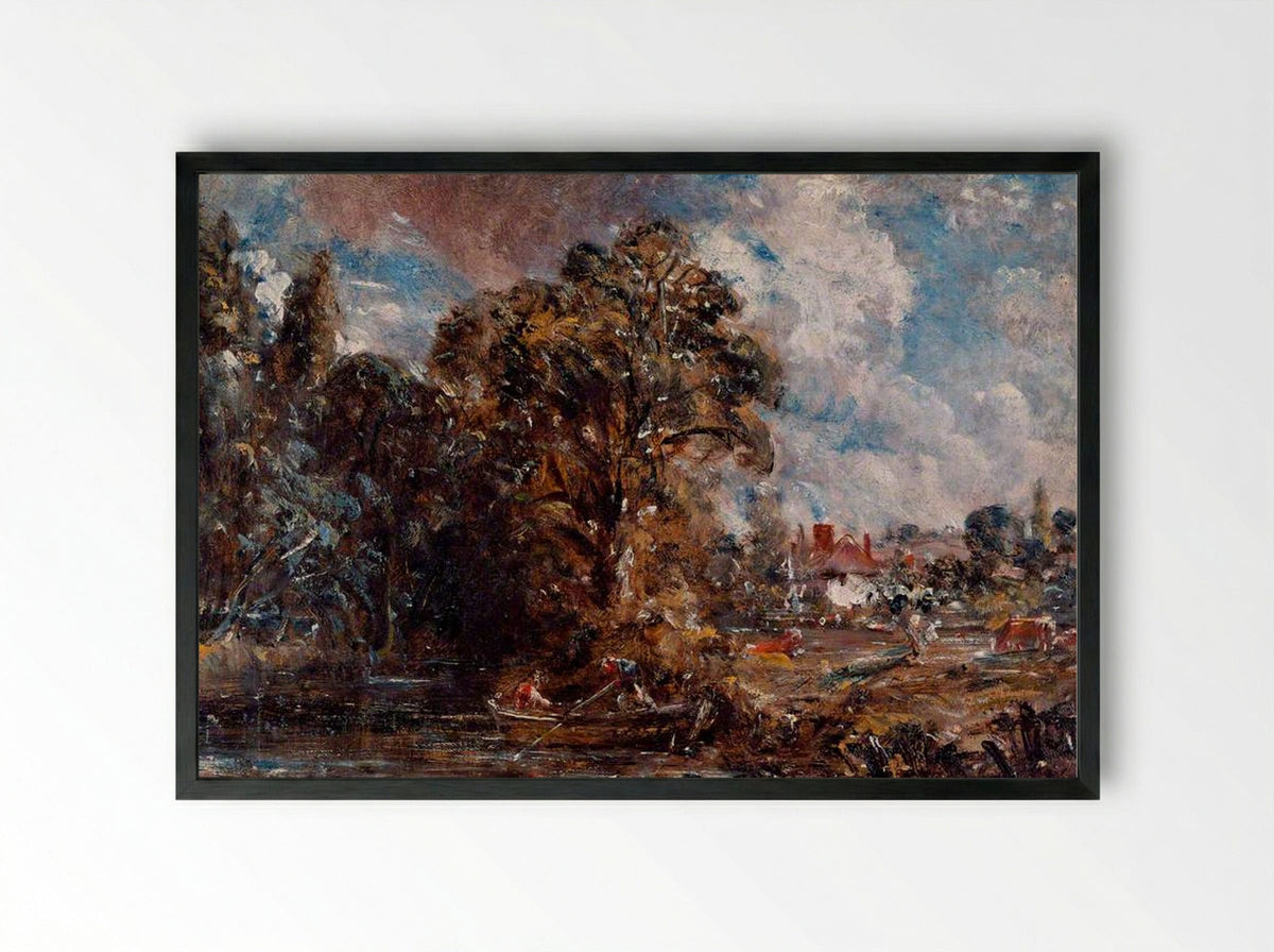Farmhouse by the Water - John Constable - Framed Print Black