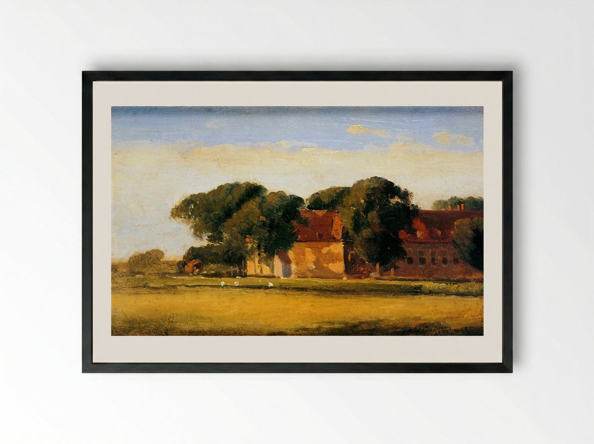 Farmhouse in the Sunlight - Johan Hendrik Weissenbruch - Framed Print Black