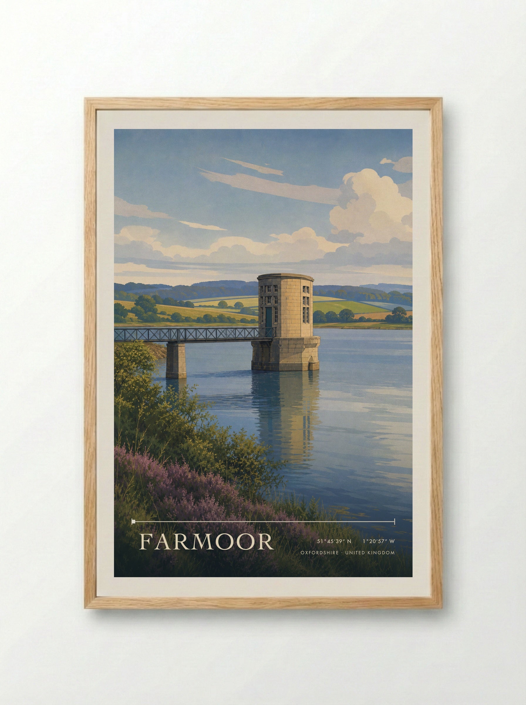 Farmoor Oxfordshire United Kingdom Travel Poster - Framed Print Wood
