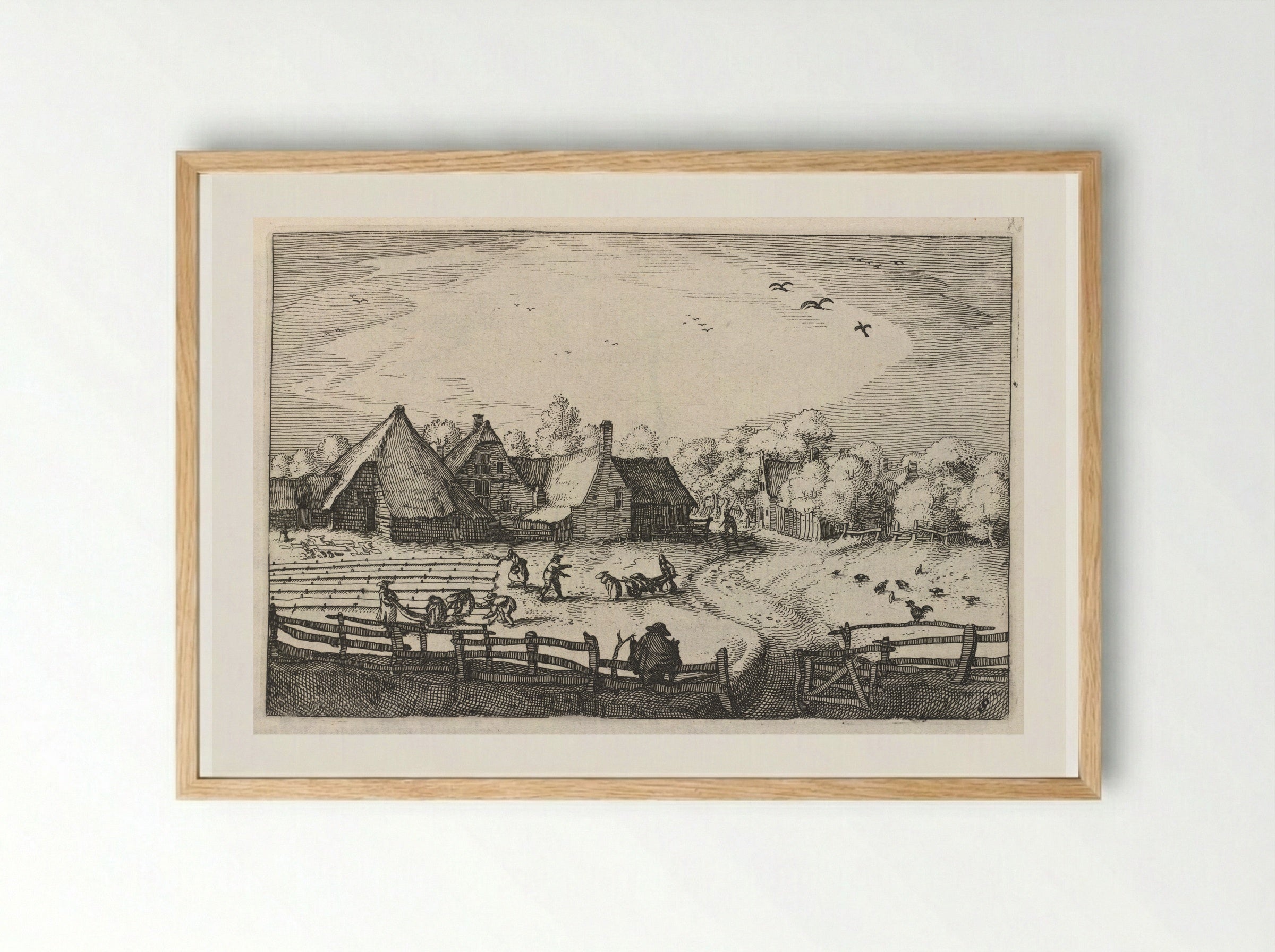 Farms and Bleaching-Fields - Claes Jansz. Visscher - Framed Print Wood