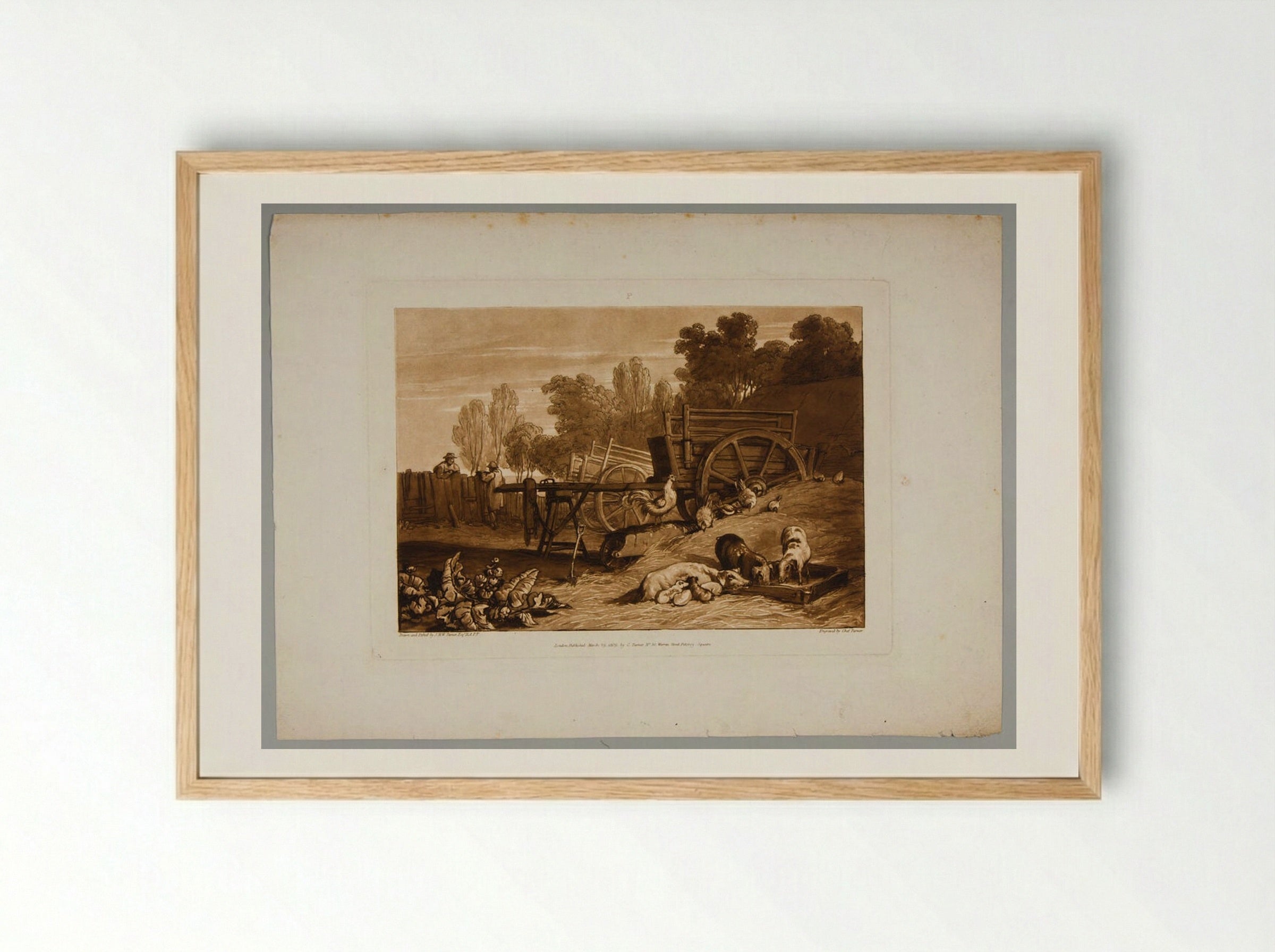 Farmyard with the Cock - Charles Turner - Framed Print Wood