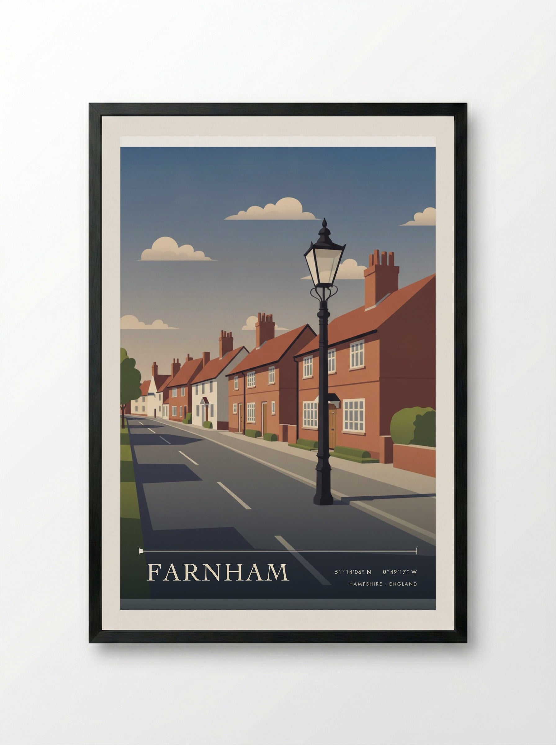 Farnham Hampshire England Travel Poster - Framed Print Black