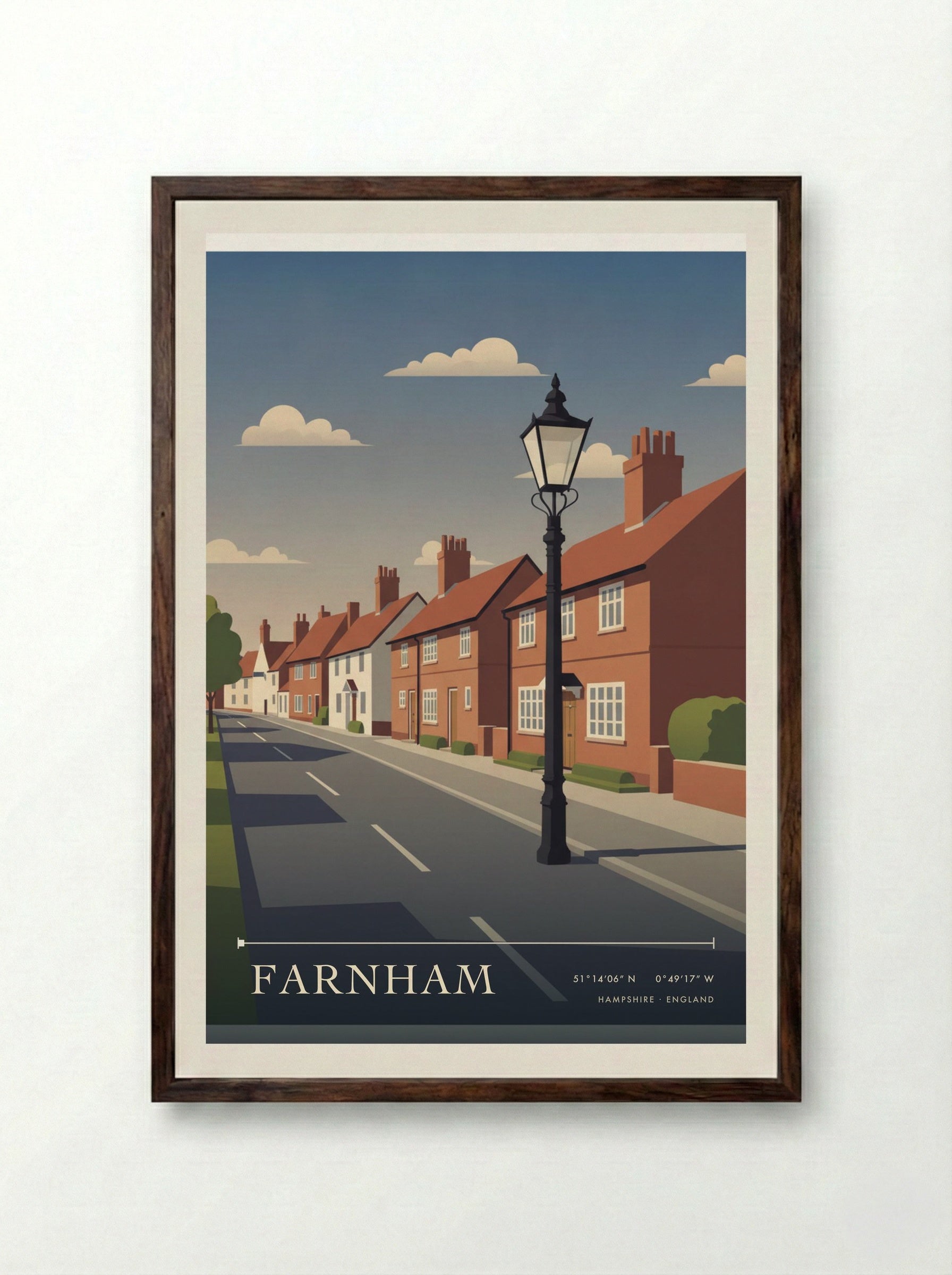 Farnham Hampshire England Travel Poster - Framed Print Dark Wood
